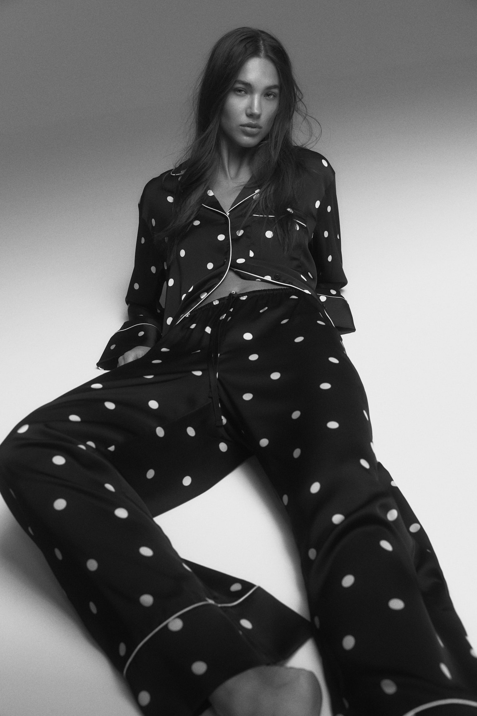 Satin pyjamas - Black/Polka dot/Dark blue/Light blue/Striped - 1