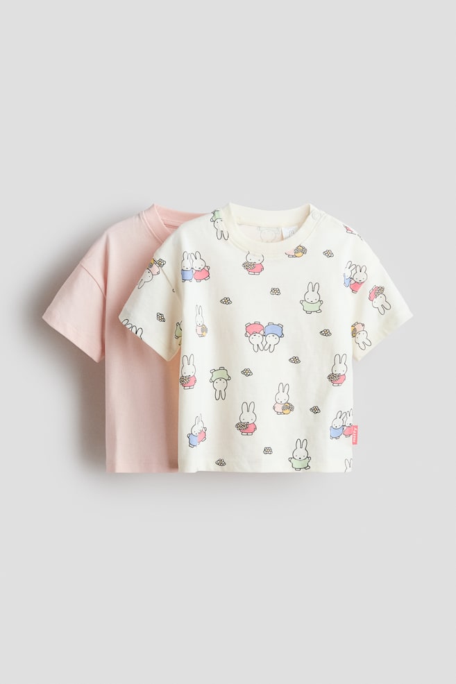 2-Pack Printed Cotton T-Shirts - Light pink/Miffy/Light pink/Minnie Mouse/Light blue/Minnie Mouse/Light pink/Hello Kitty - 1