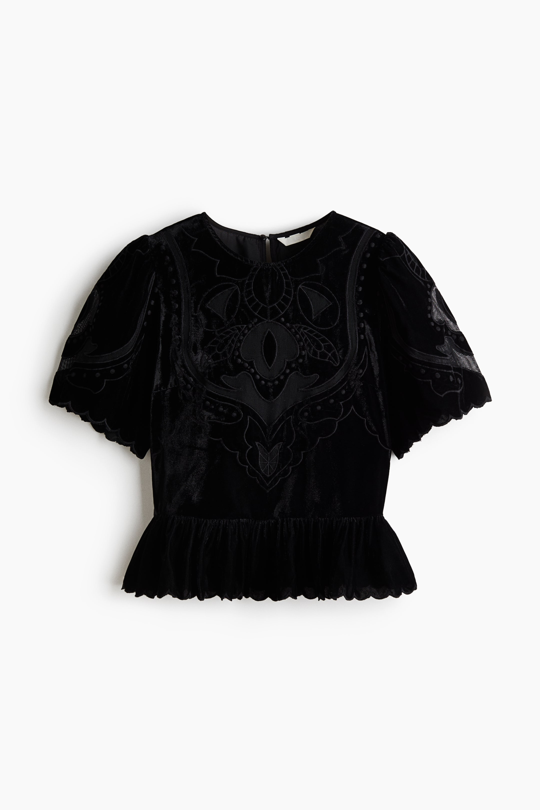 View larger image: Embroidered velvet top - Black - Ladies | H&M 1