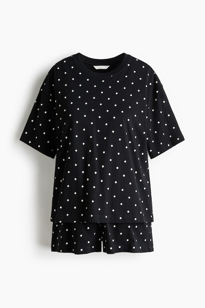 MAMA Before & After Katoenen pyjama - Zwart/polkadot - 1
