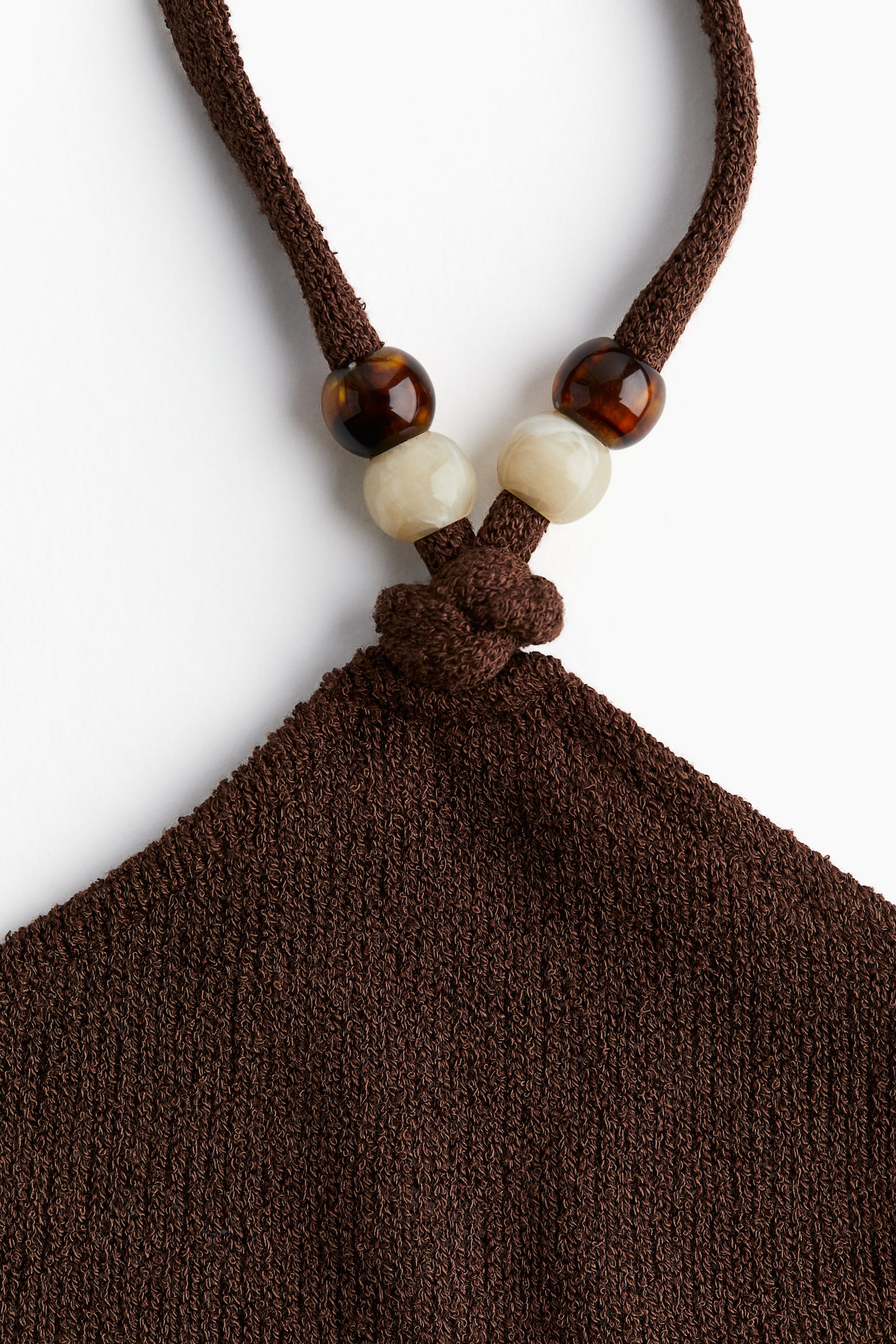 Bead Detail Halterneck Dress - Dark brown/Black/Cream - 6