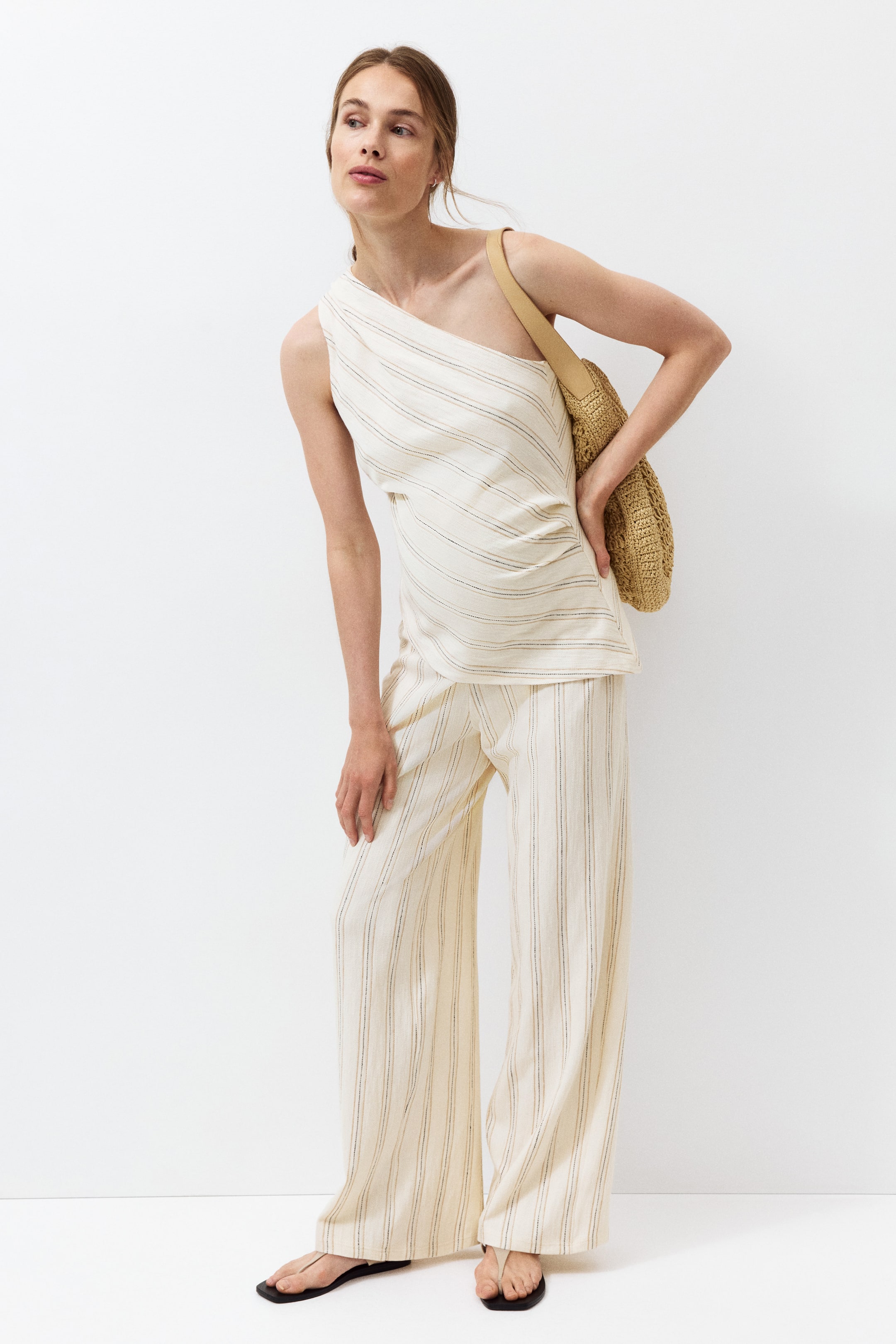 MAMA Haut asymétrique en coton texturé
