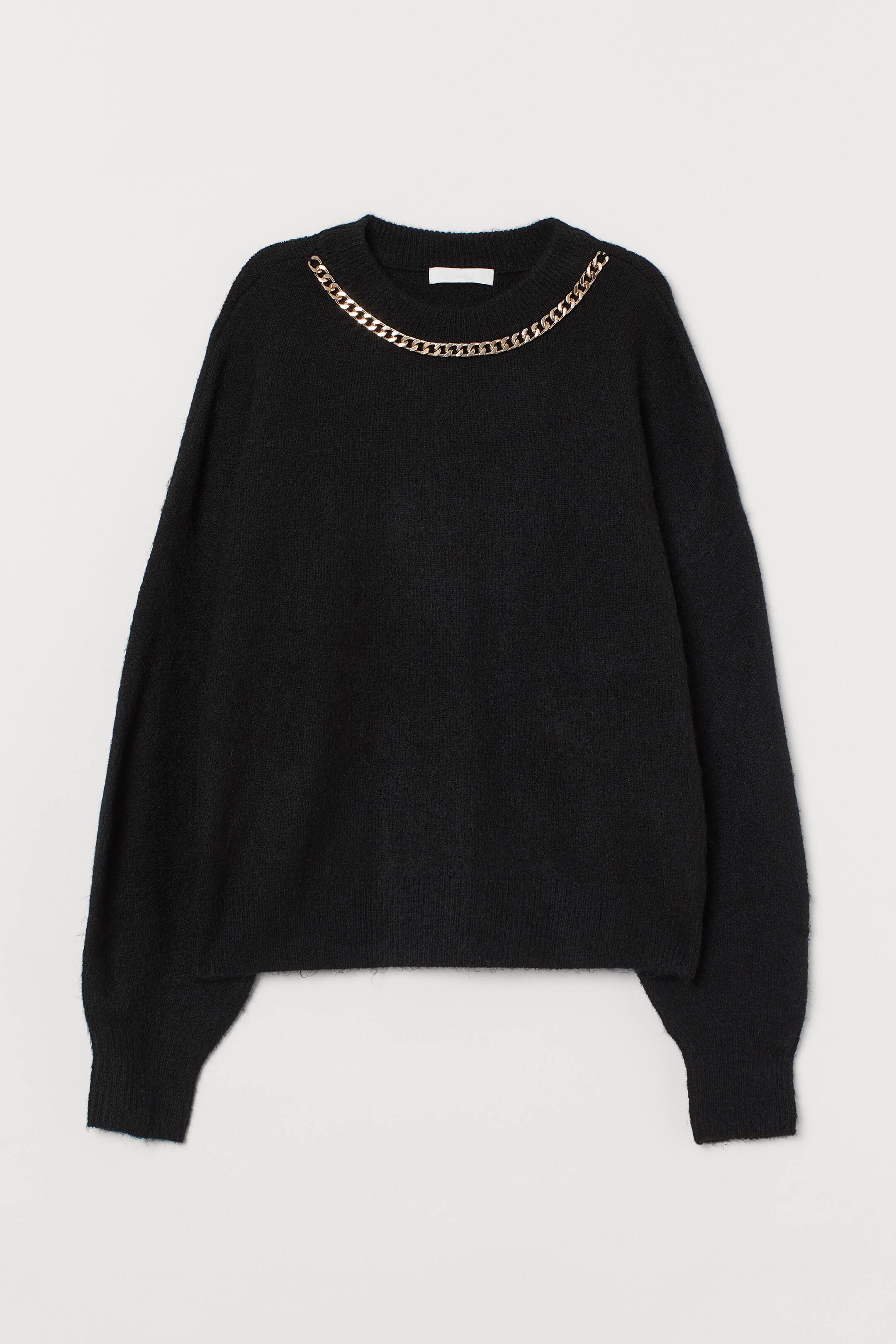 チェーンディテールセーター - ブラック - レディース | H&M JP 