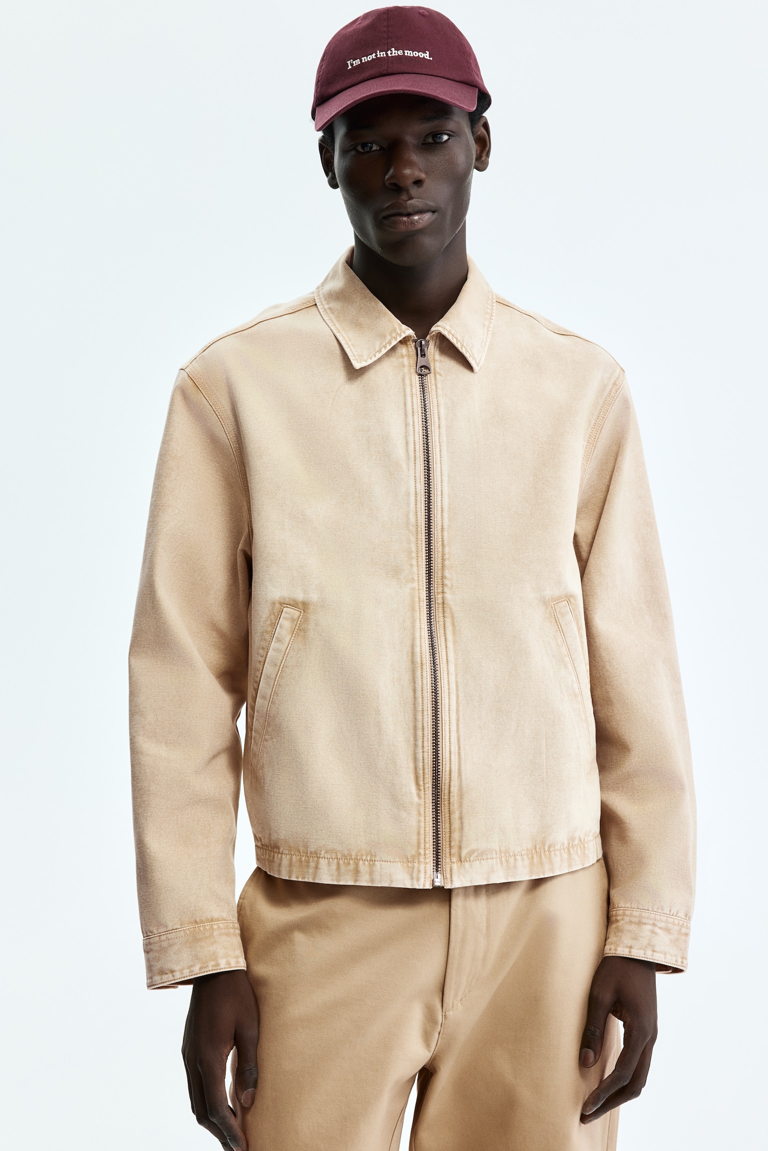 ז'קט כותנה עם צווארון - בז' - 5