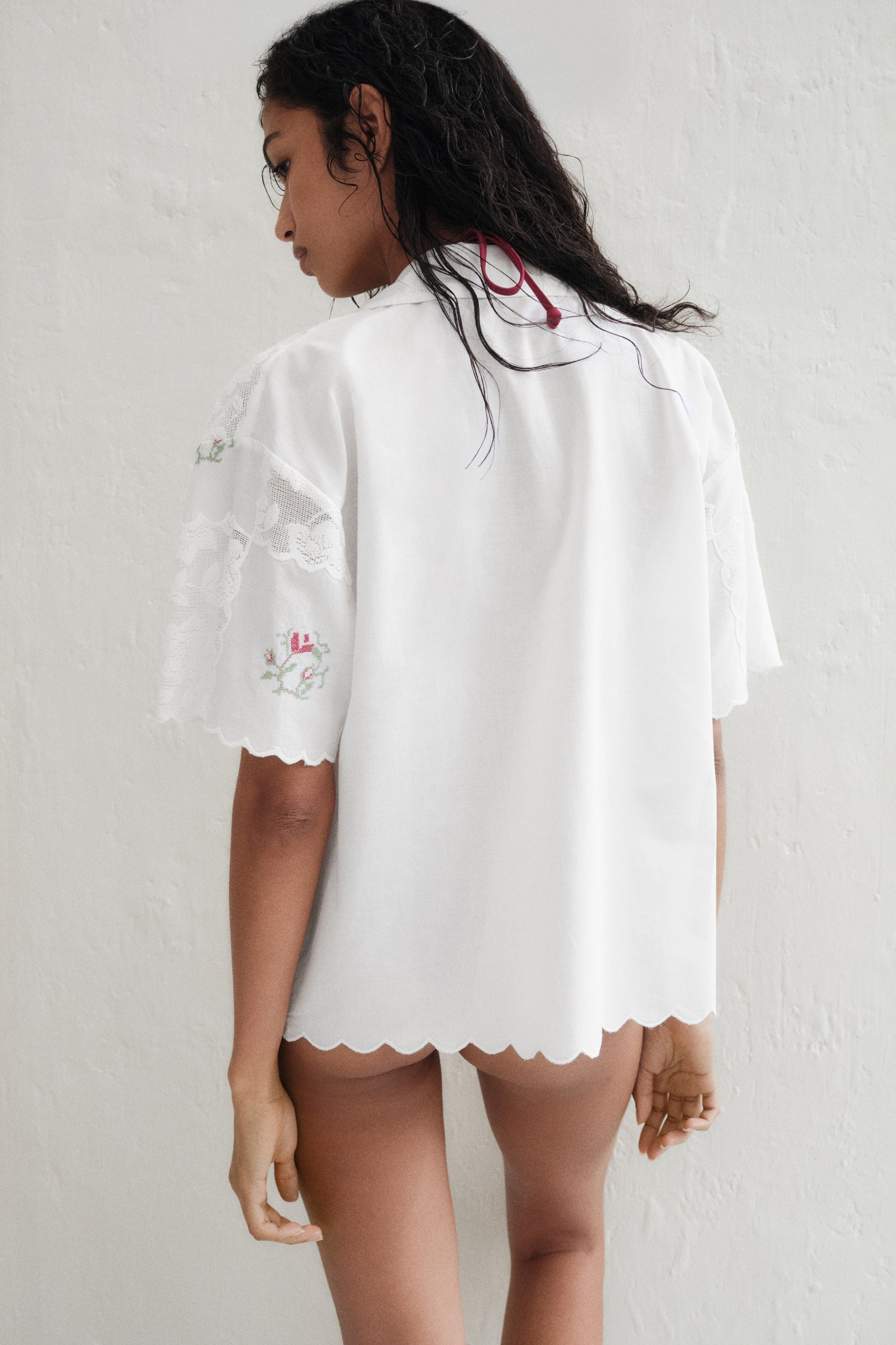 Женские рубашки H&M Embroidered Beach Shirt — фото 6