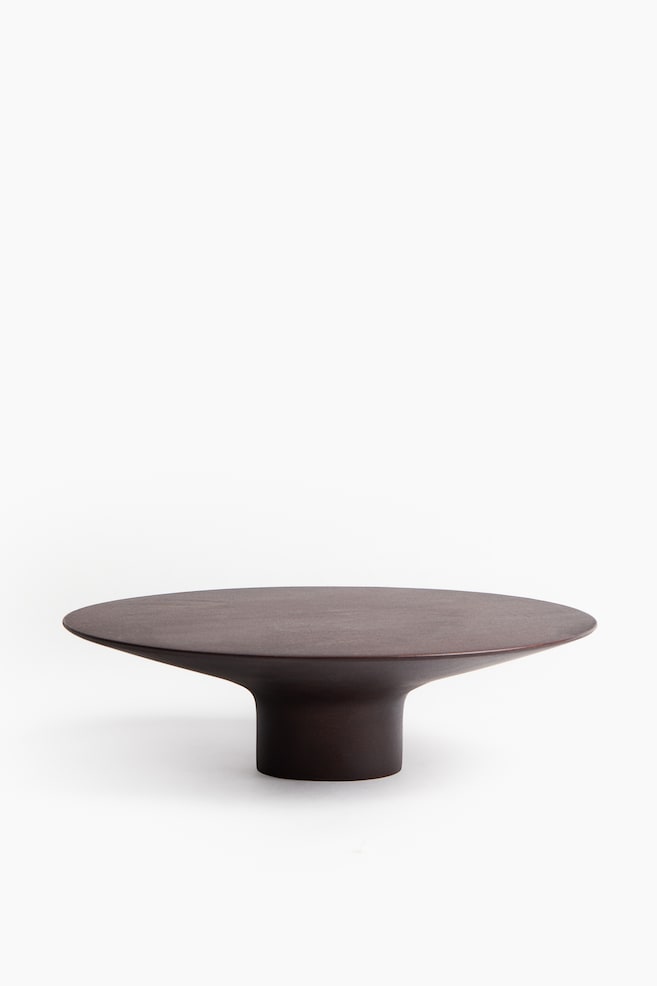 Footed serving plate - Dark brown - 1