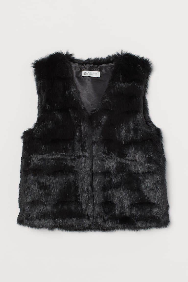 Faux fur gilet Black Kids H&M