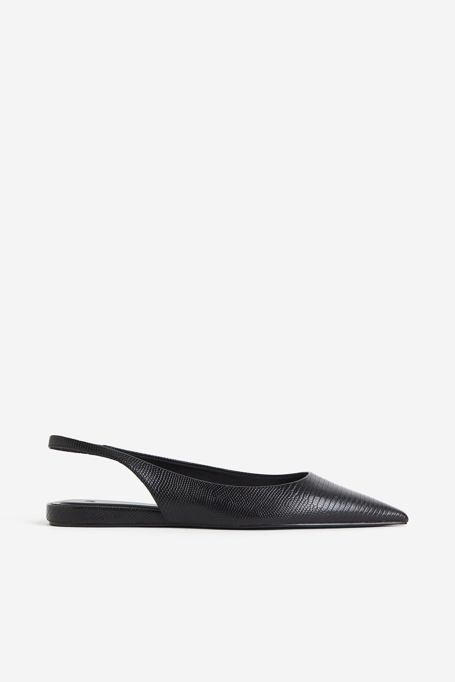 Pointed Slingbacks - Black/Crocodile pattern - 2