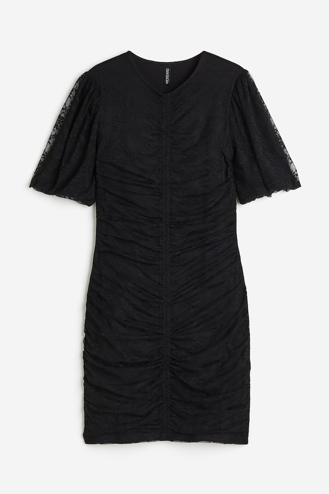 Robe moulante froncée - Noir - 1