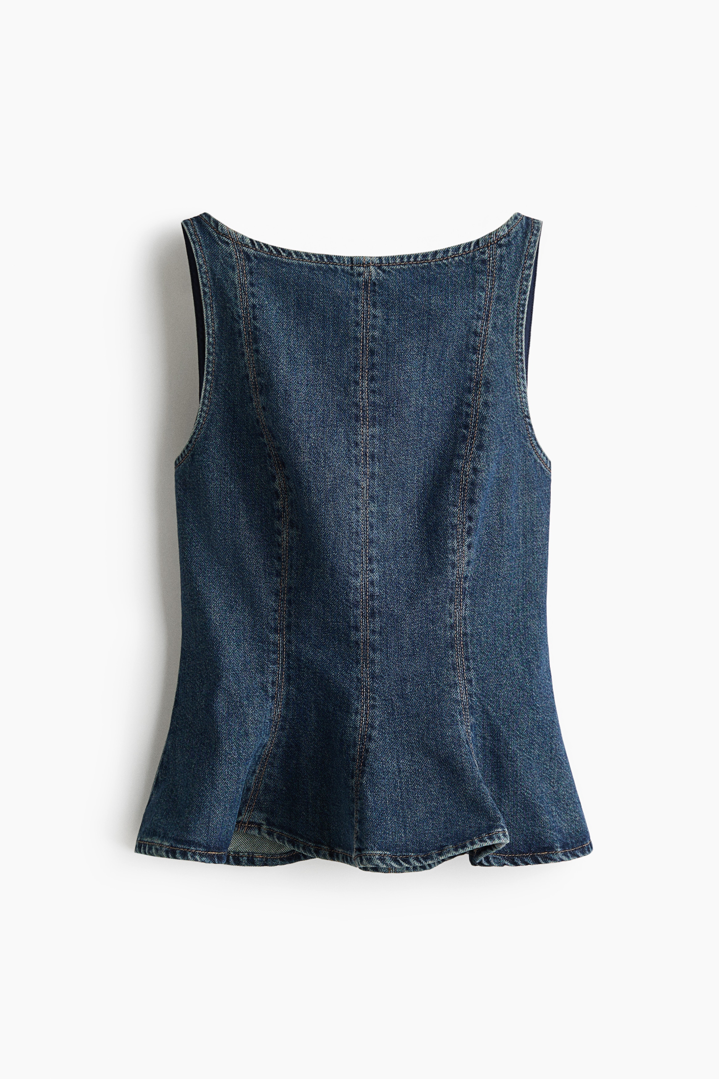 Denim Peplum Top - Dark denim blue/Denim blue/Light beige
