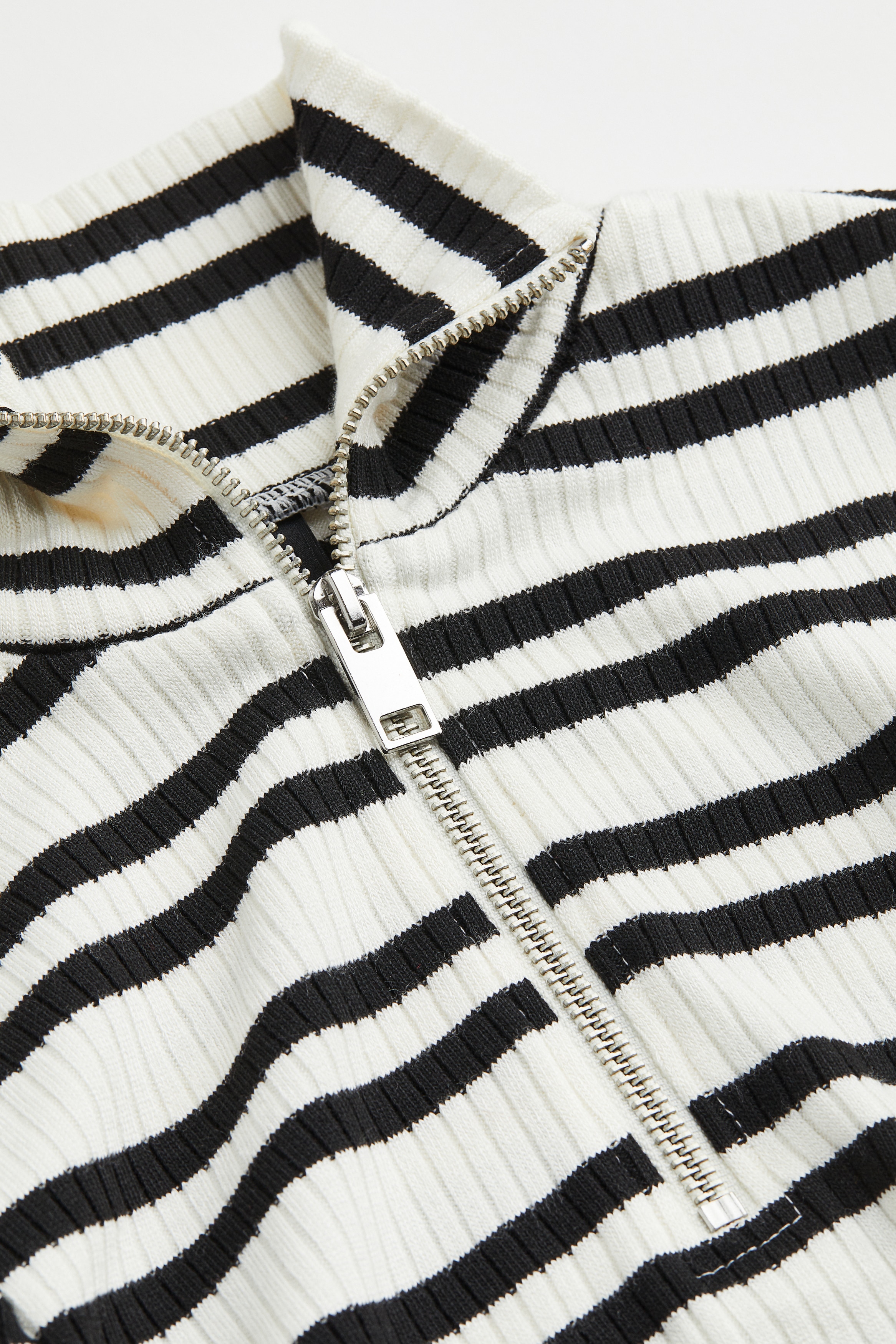Zip-top rib-knit top