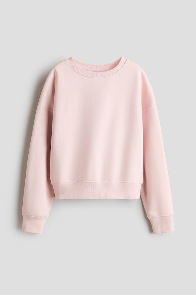 Sweatshirt mit Rundausschnitt - Hellrosa/Helles Mattgrün/Hellgraumeliert - 1