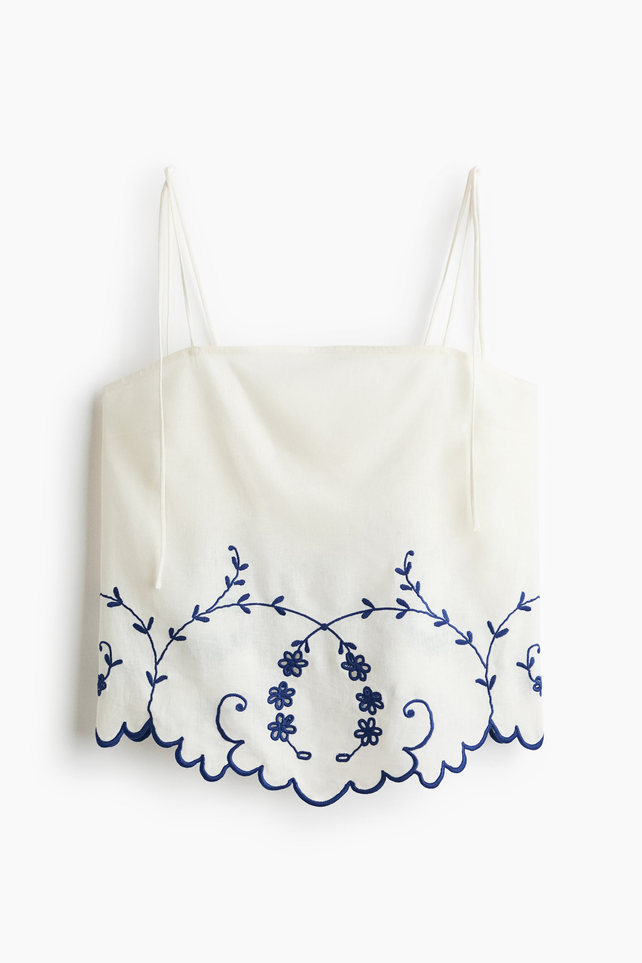 Embroidered Linen-Blend Top