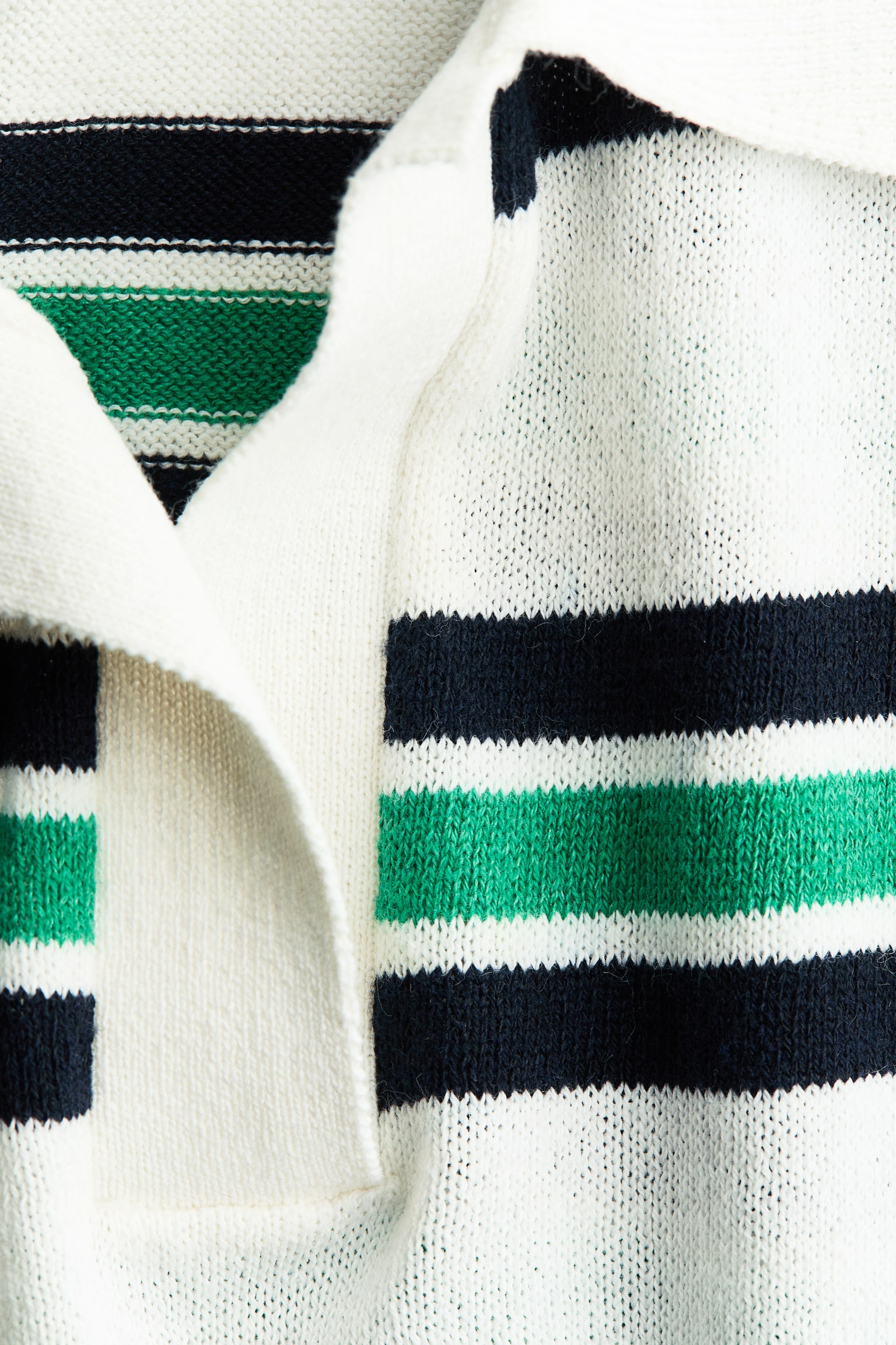 Женское поло H&M Fine-Knit Polo Shirt, цвет: Белый / Полосатый — фото 4