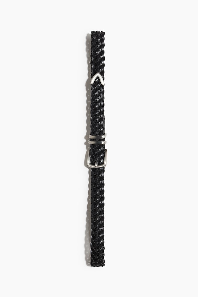 Braided Leather Belt - Black - 1