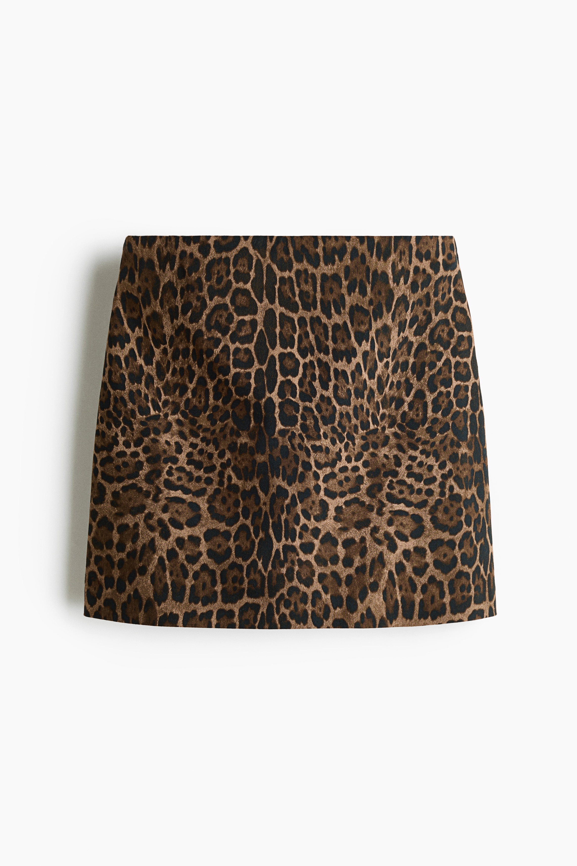 Twill mini skirt - Brown/Leopard print