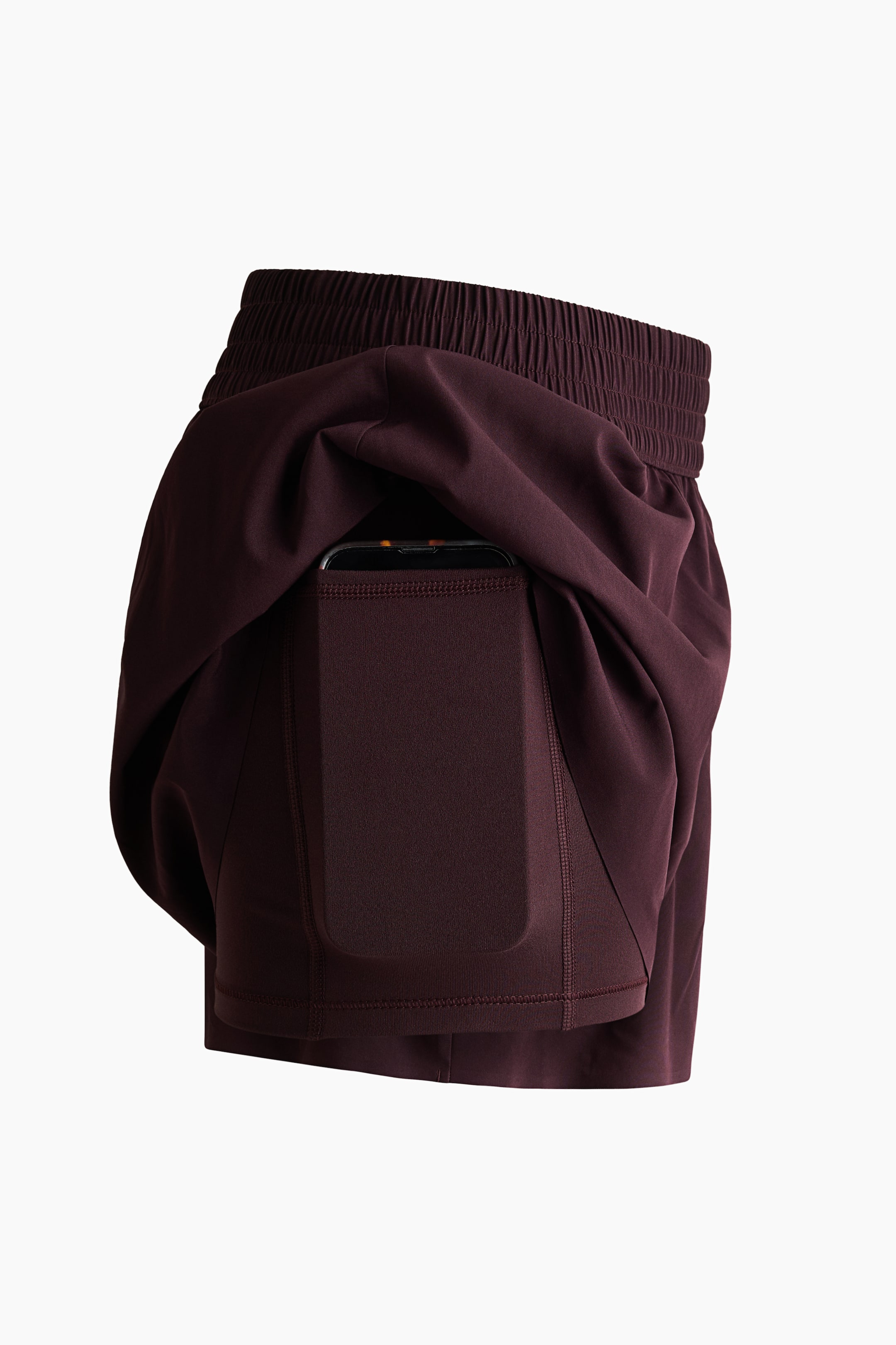 Layered Sports Shorts with Pocket
