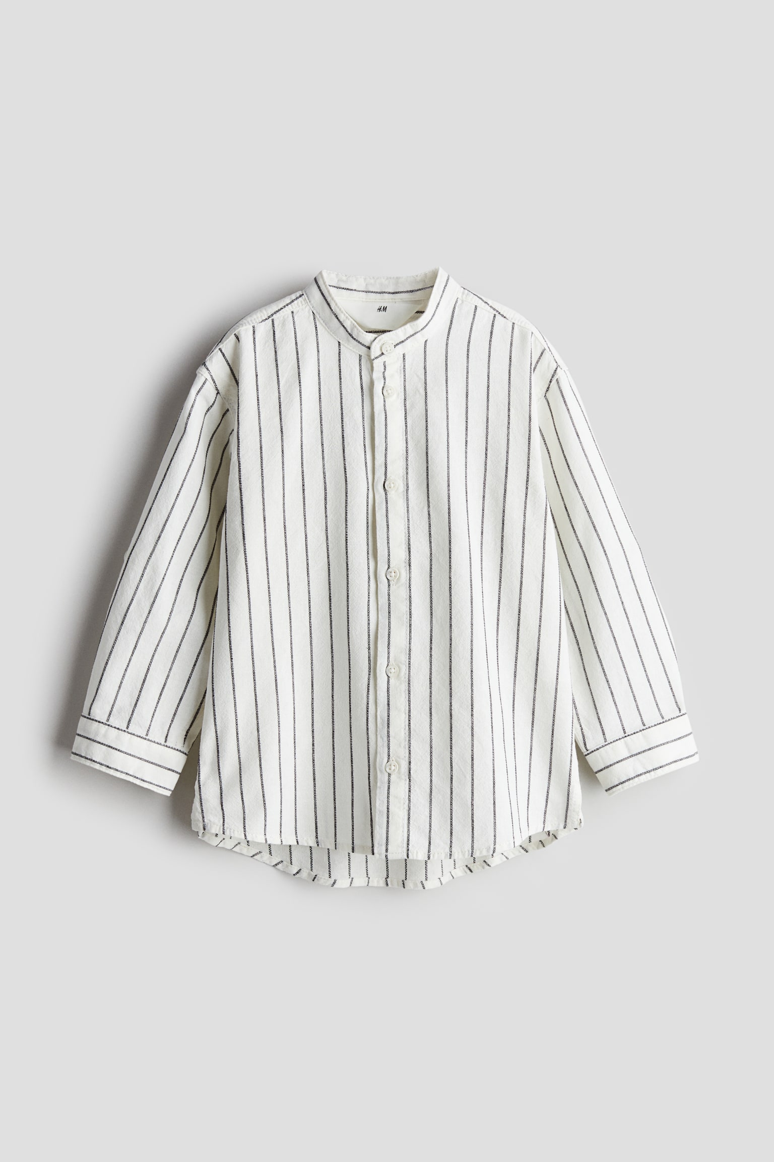 Grandad cotton shirt - White/Striped - 1