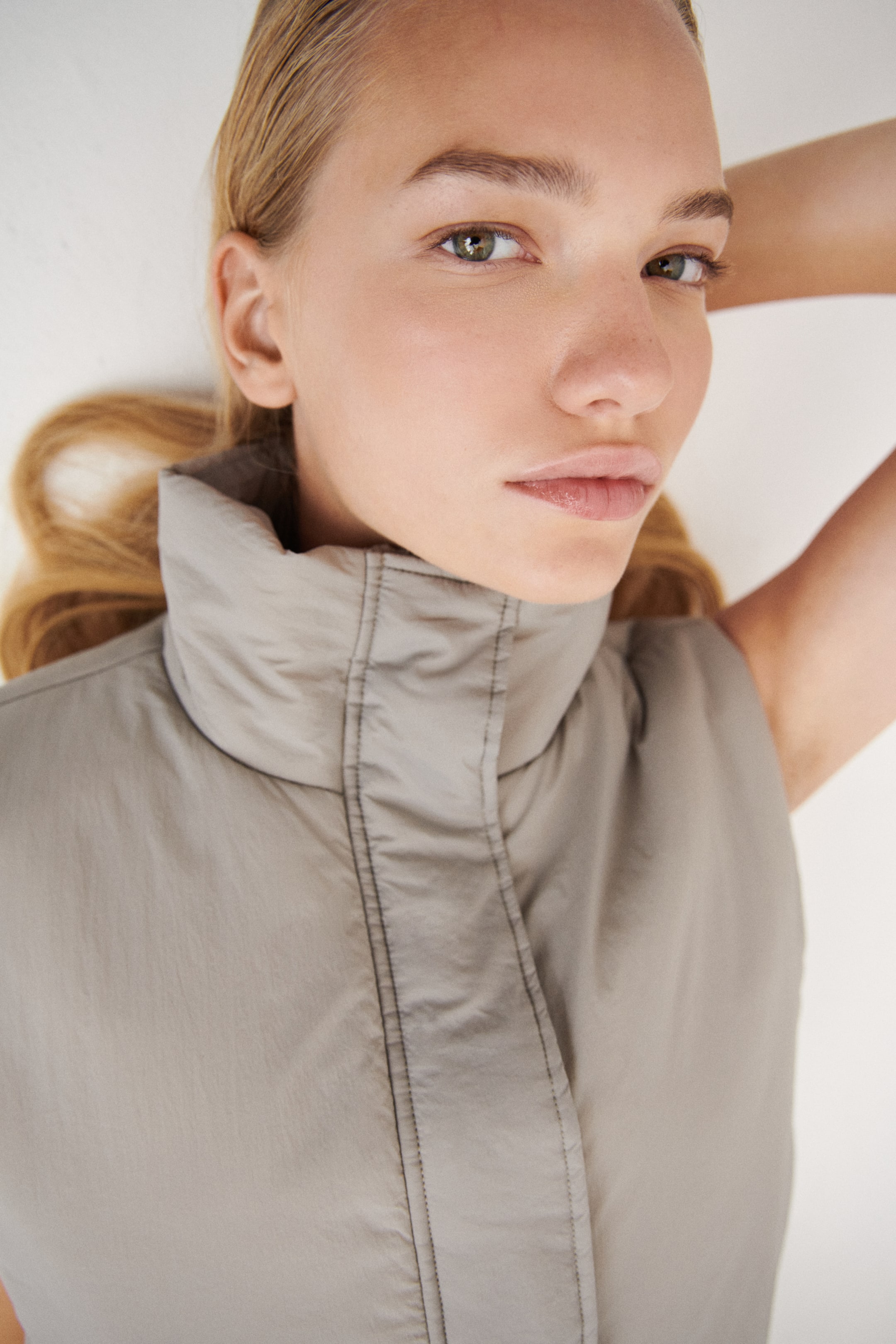 View larger image: Padded Nylon Vest - Light dusty beige - Ladies | H&M US 1