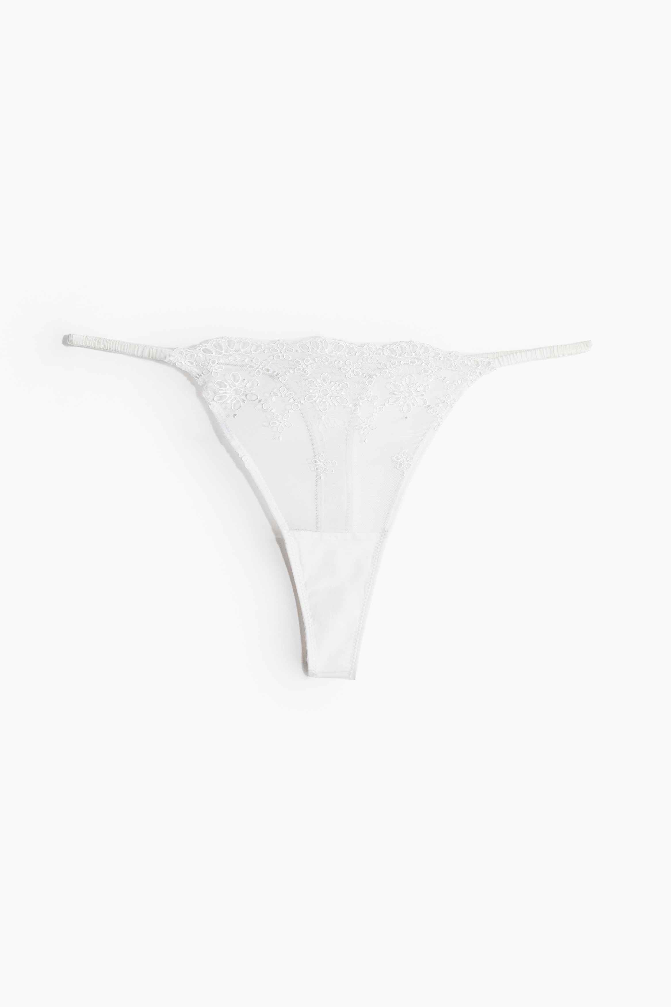 Naiset - Broderie anglaise -tanga-string-alushousut Valkoinen - Size: L - H&M