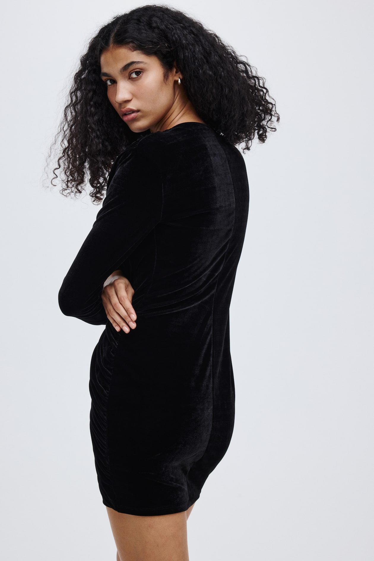 Draped Velour Mini Dress - image 2