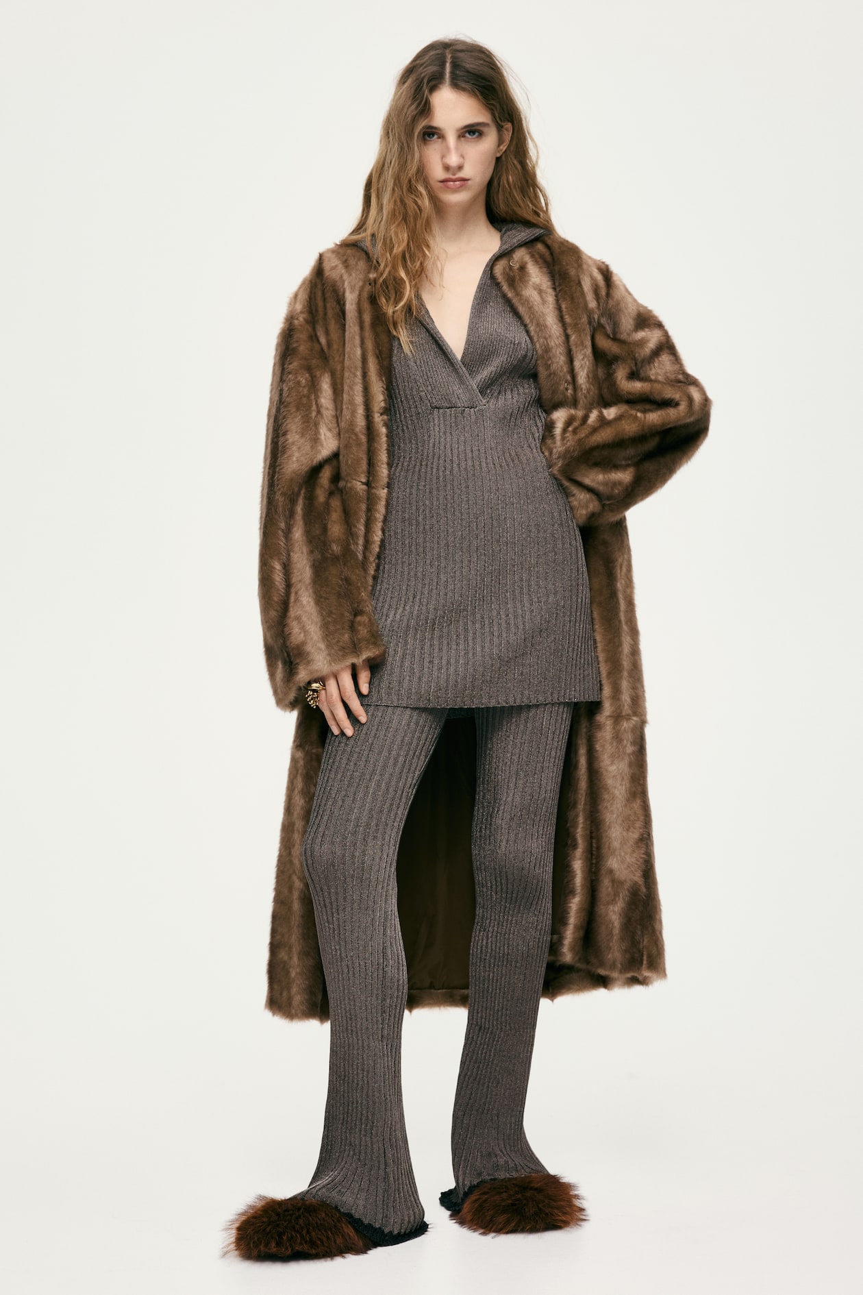 Metallic Rib-Knit Pants - image 2