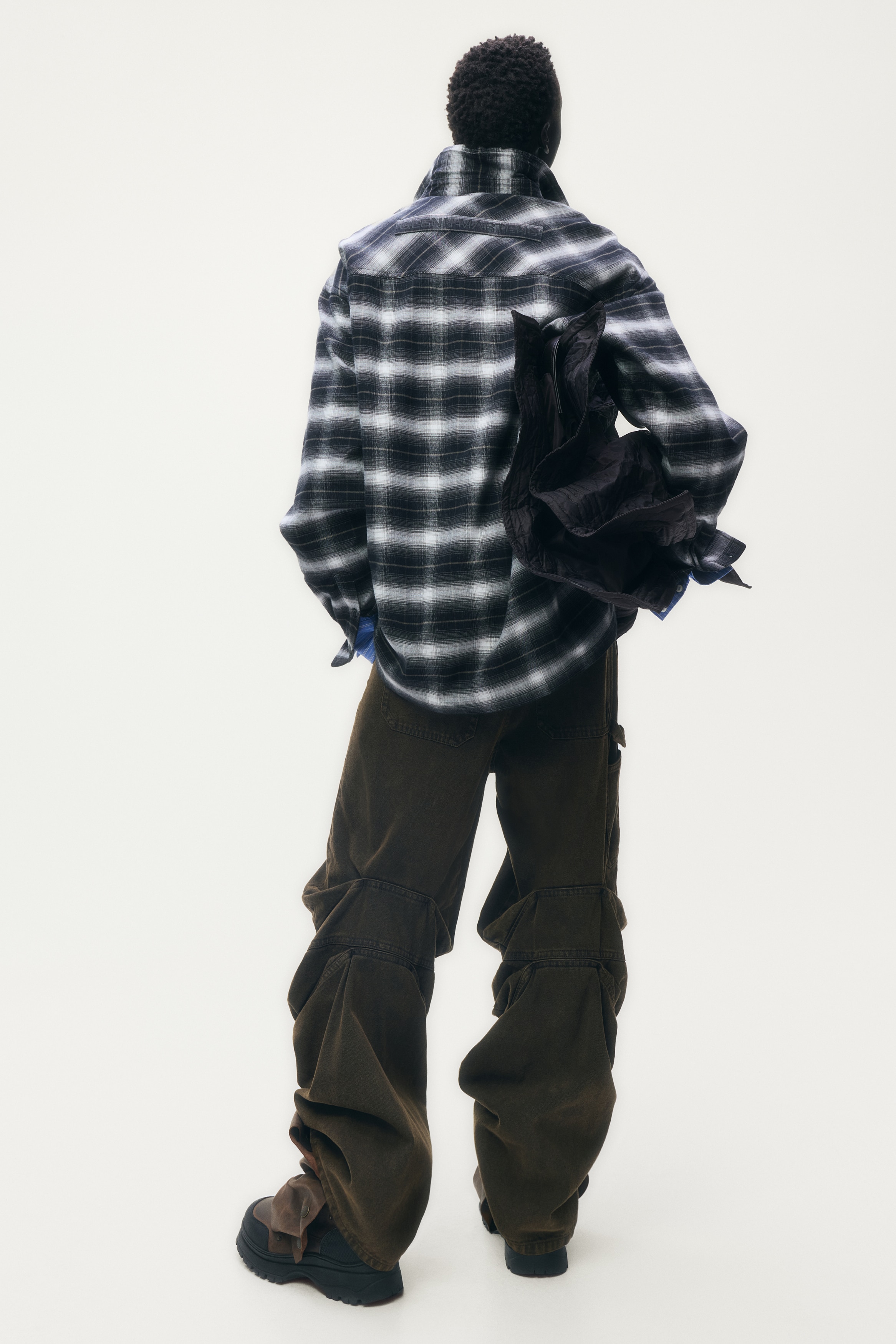 フォイルフランネルオーバーシャツ - ブラック／チェック - Men | H&M JP