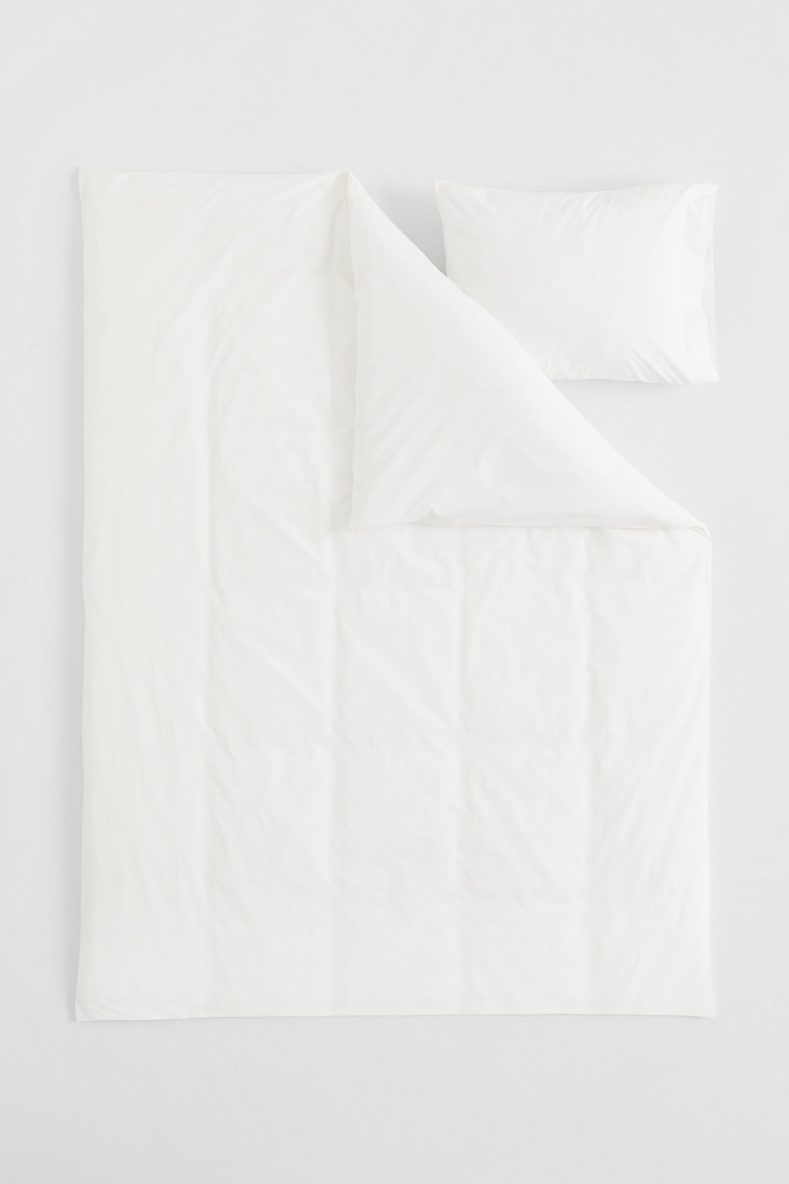 Cotton percale single duvet cover set - White - 2