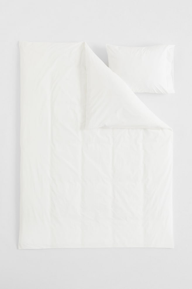 Cotton percale single duvet cover set - White/Greige/Dark grey/Light blue - 2