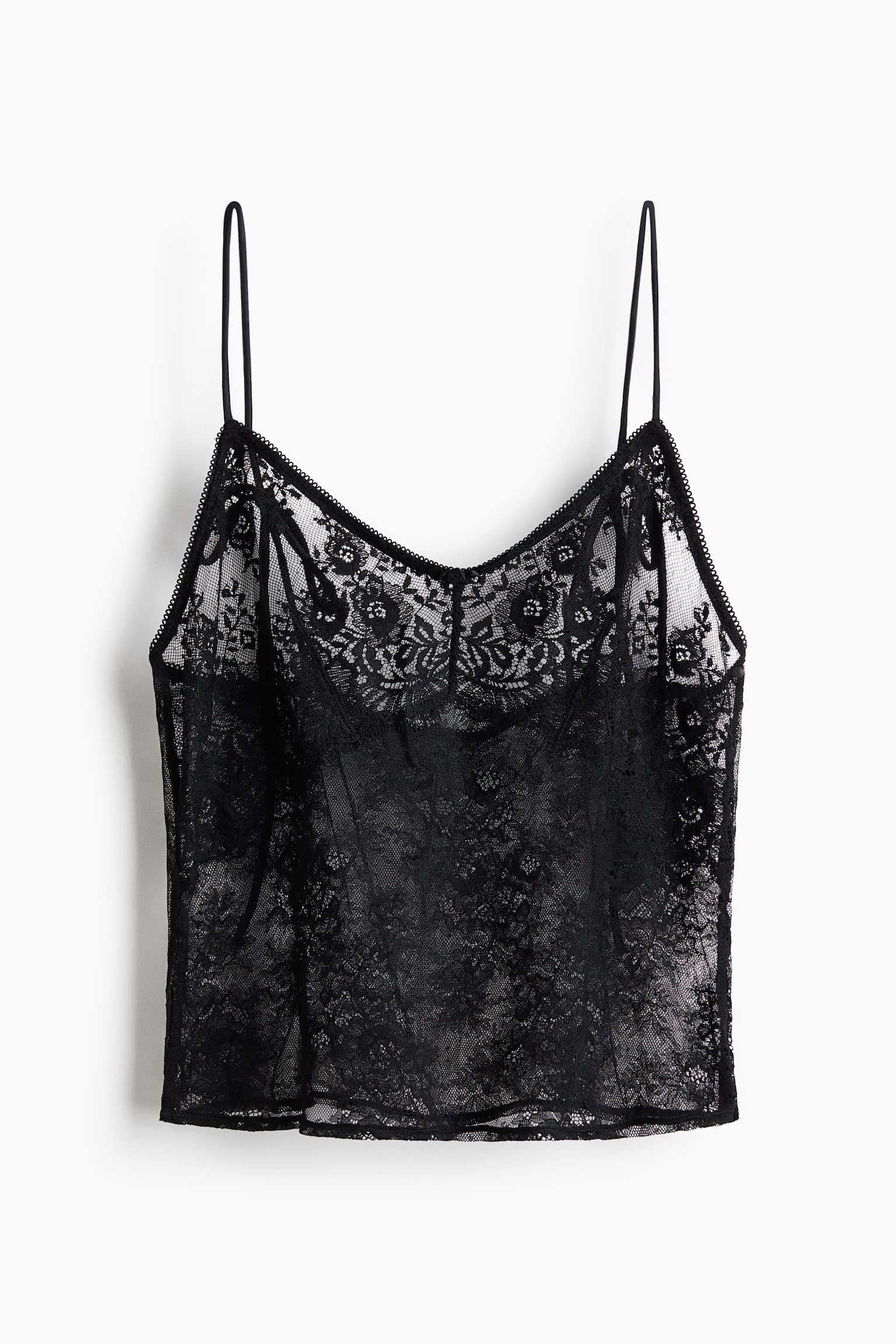 Lace strappy top - Noir/Rose clair - 1