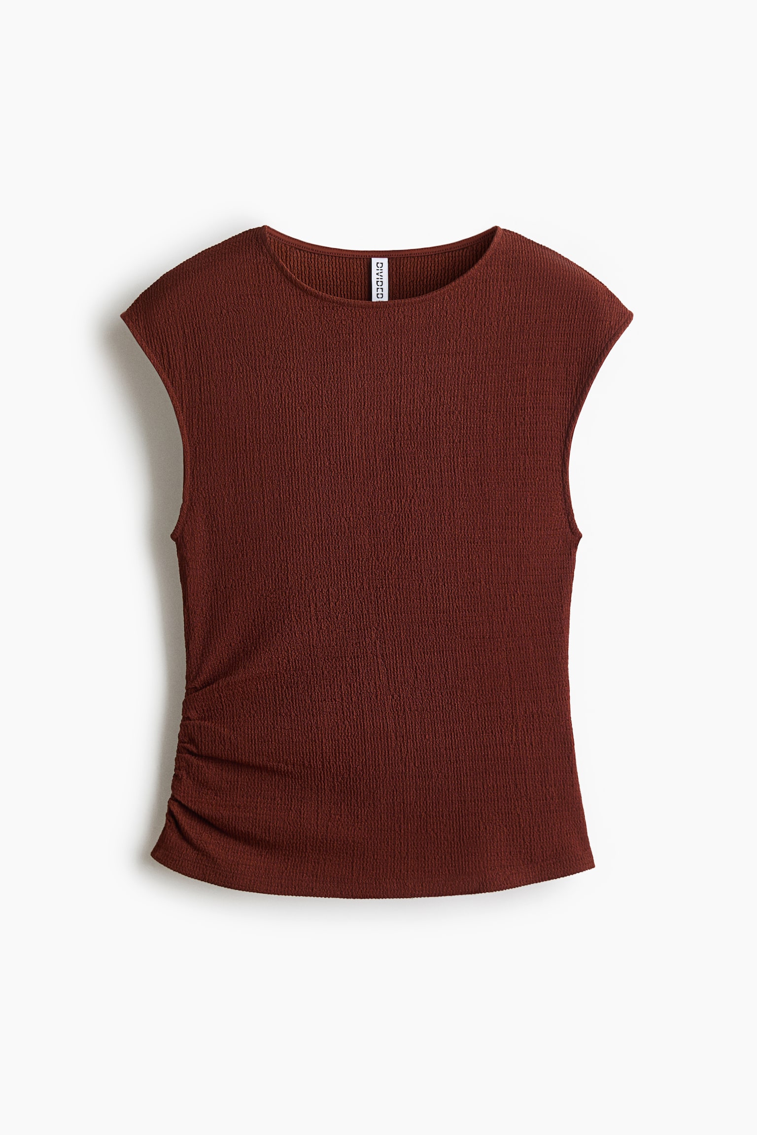Textured jersey top - Rust red/Light beige/Patterned/Black - 2