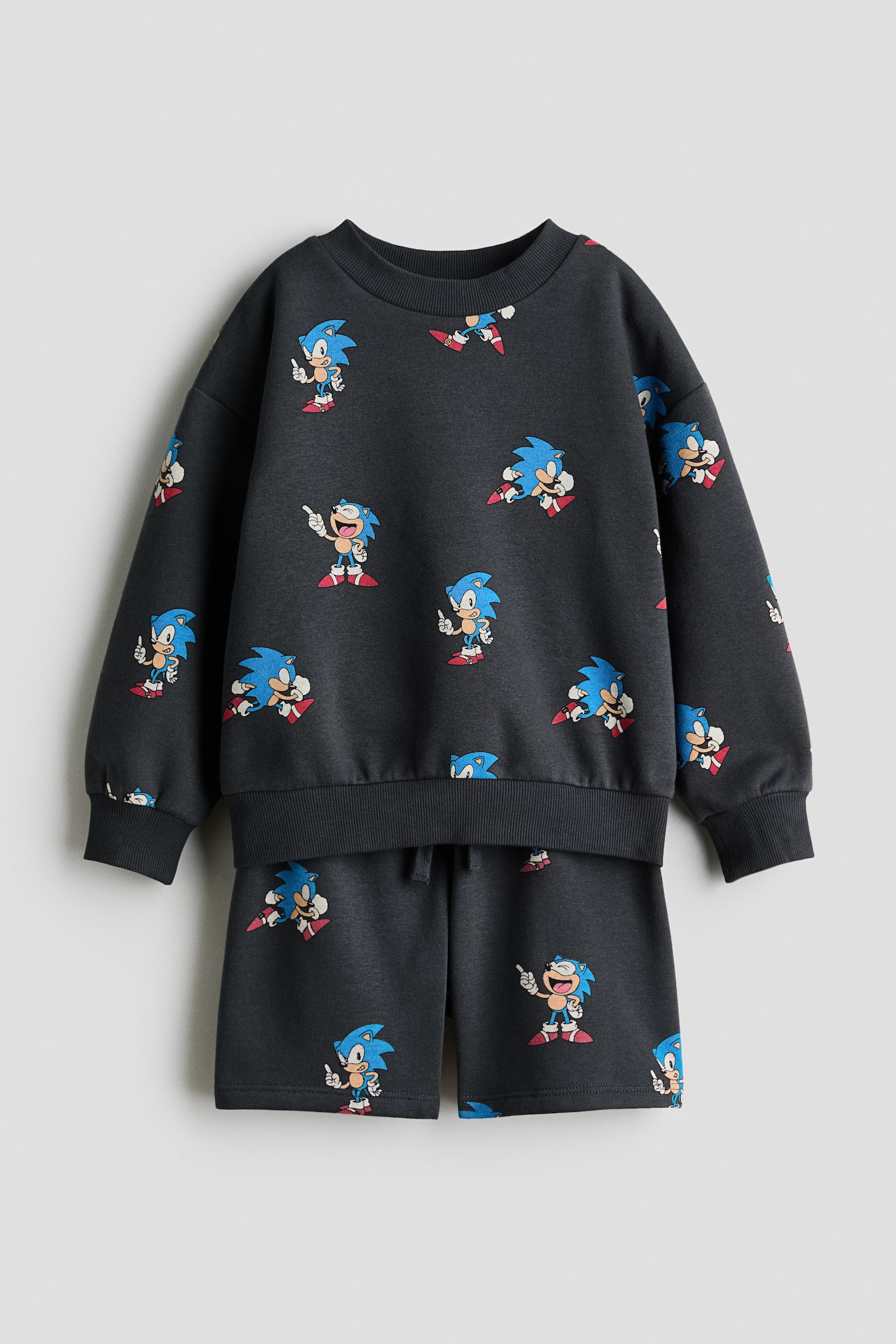 Zweiteiler mit Sweatshirt und Shorts - Grau/Sonic the Hedgehog