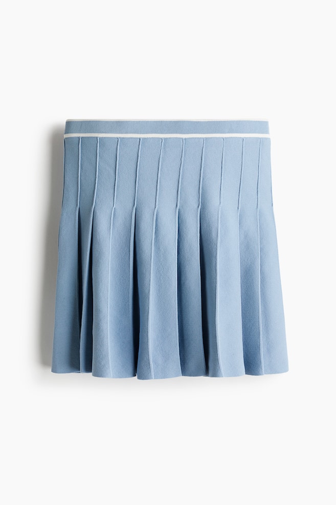 Gonna a pieghe - Blu polvere/Nero - 1