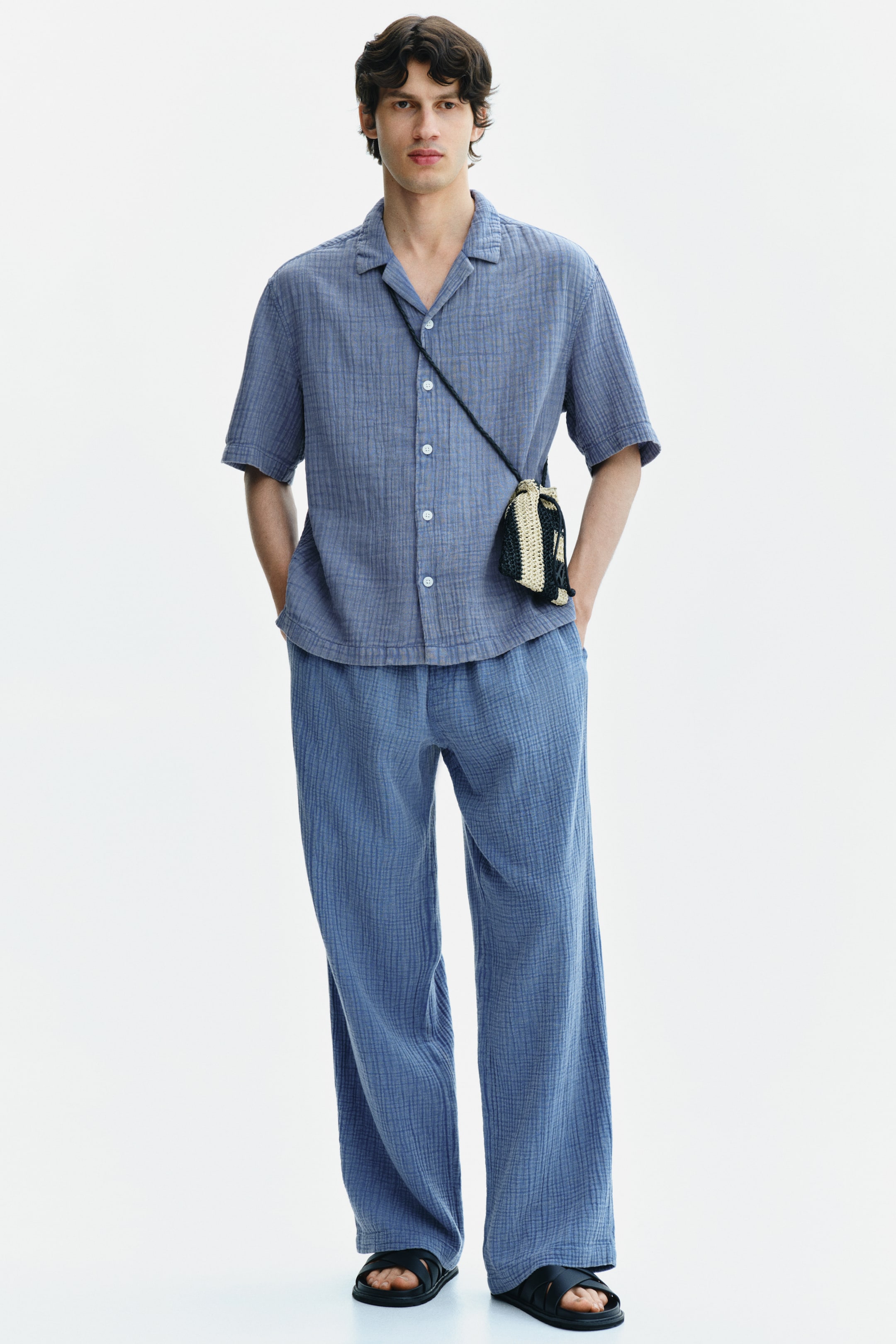 Relaxed-Fit Short-Sleeved Muslin Shirt