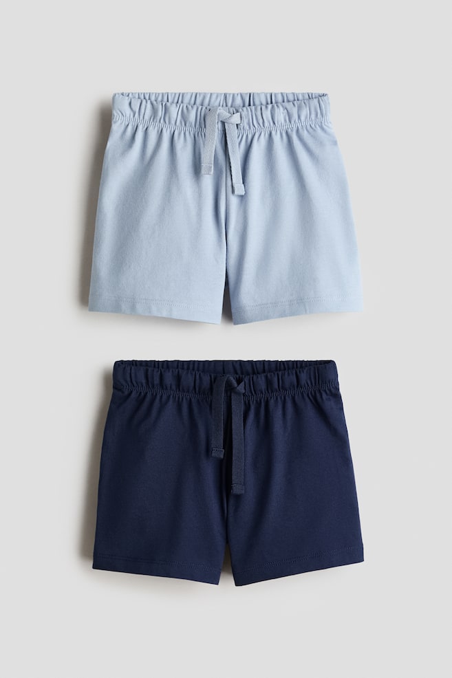 2-pack jersey shorts - Light blue/Navy blue/Brown/Light grey - 1