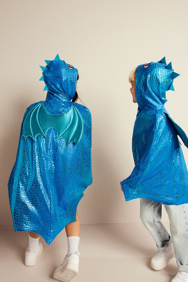 Shimmering fancy dress cape - Bright blue/Dragon/Green/Dragon - 7