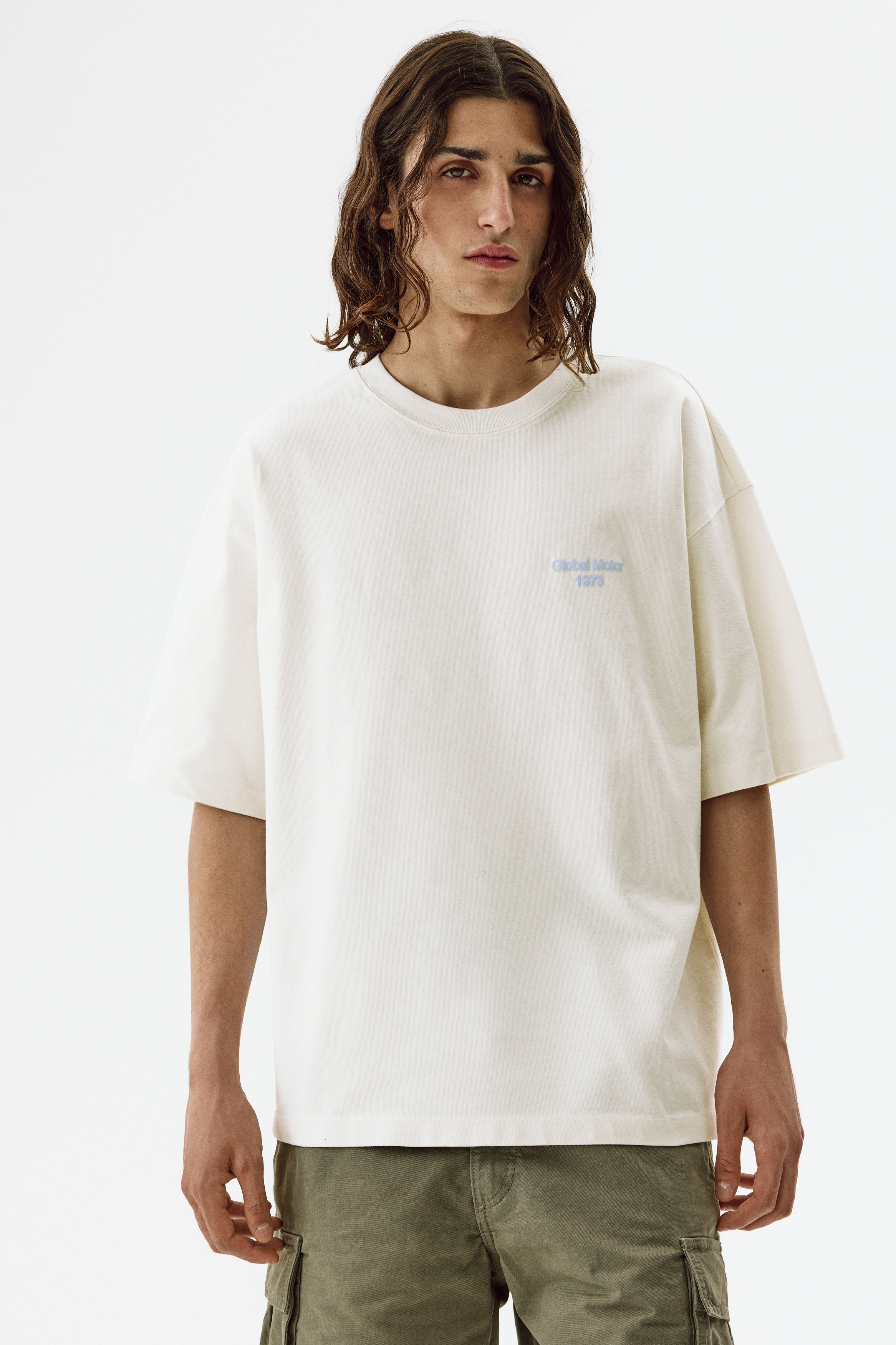 Oversized Printed Cotton T-Shirt - Cream/car/Black/Racing/Orange/Sport Gear