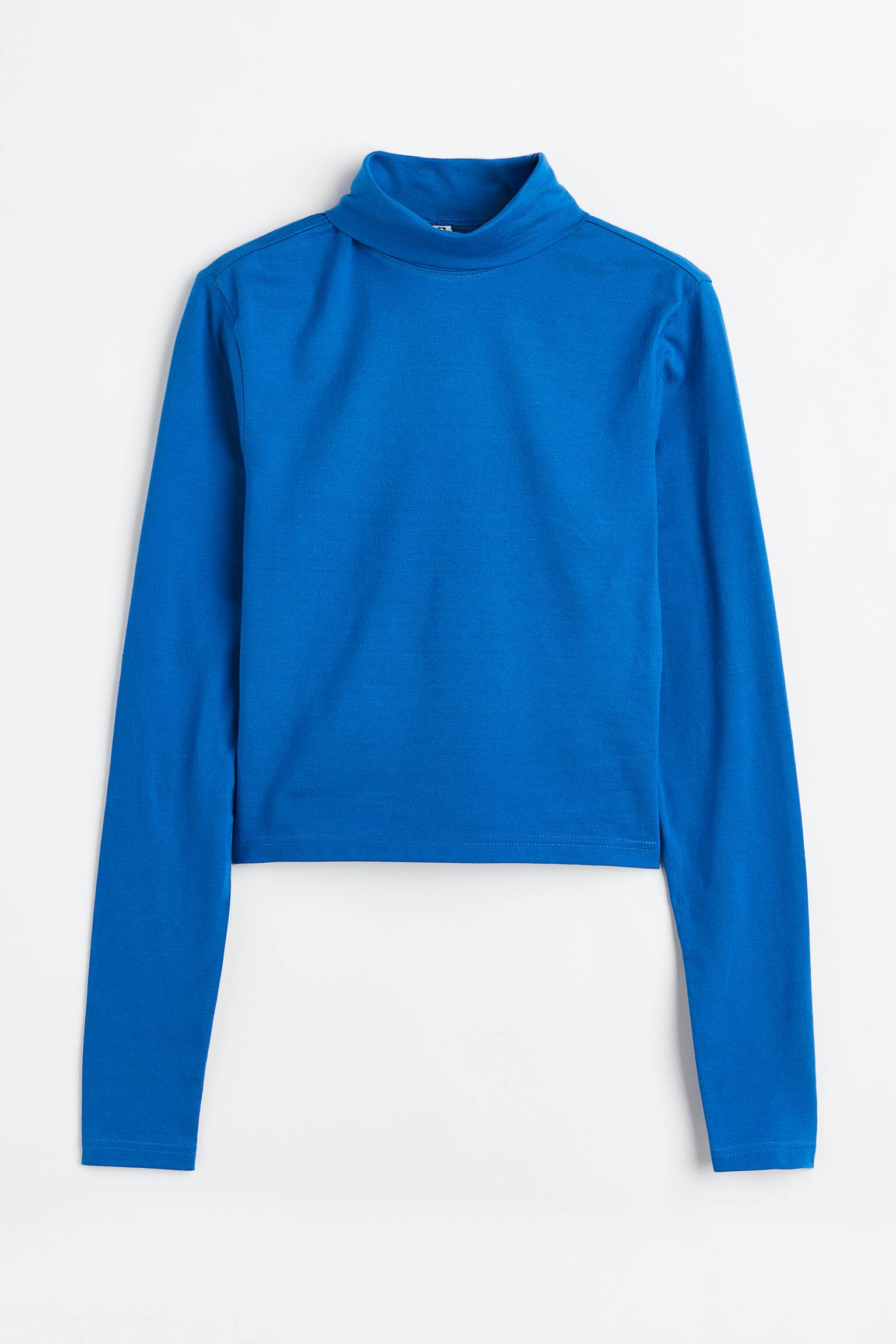 Polo-neck top - Bright blue
