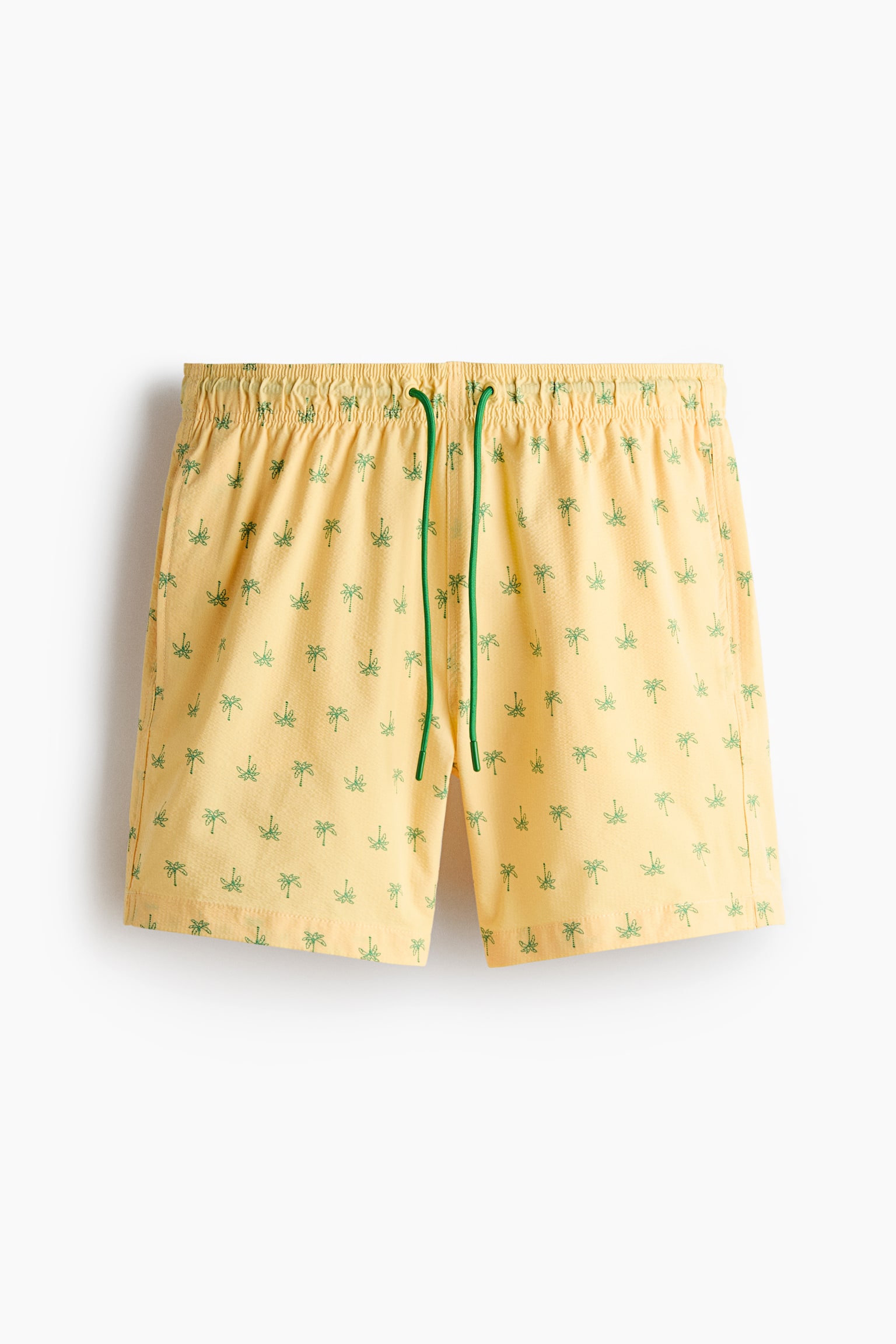 Seersucker swim shorts-Light yellow/Palm trees - 2