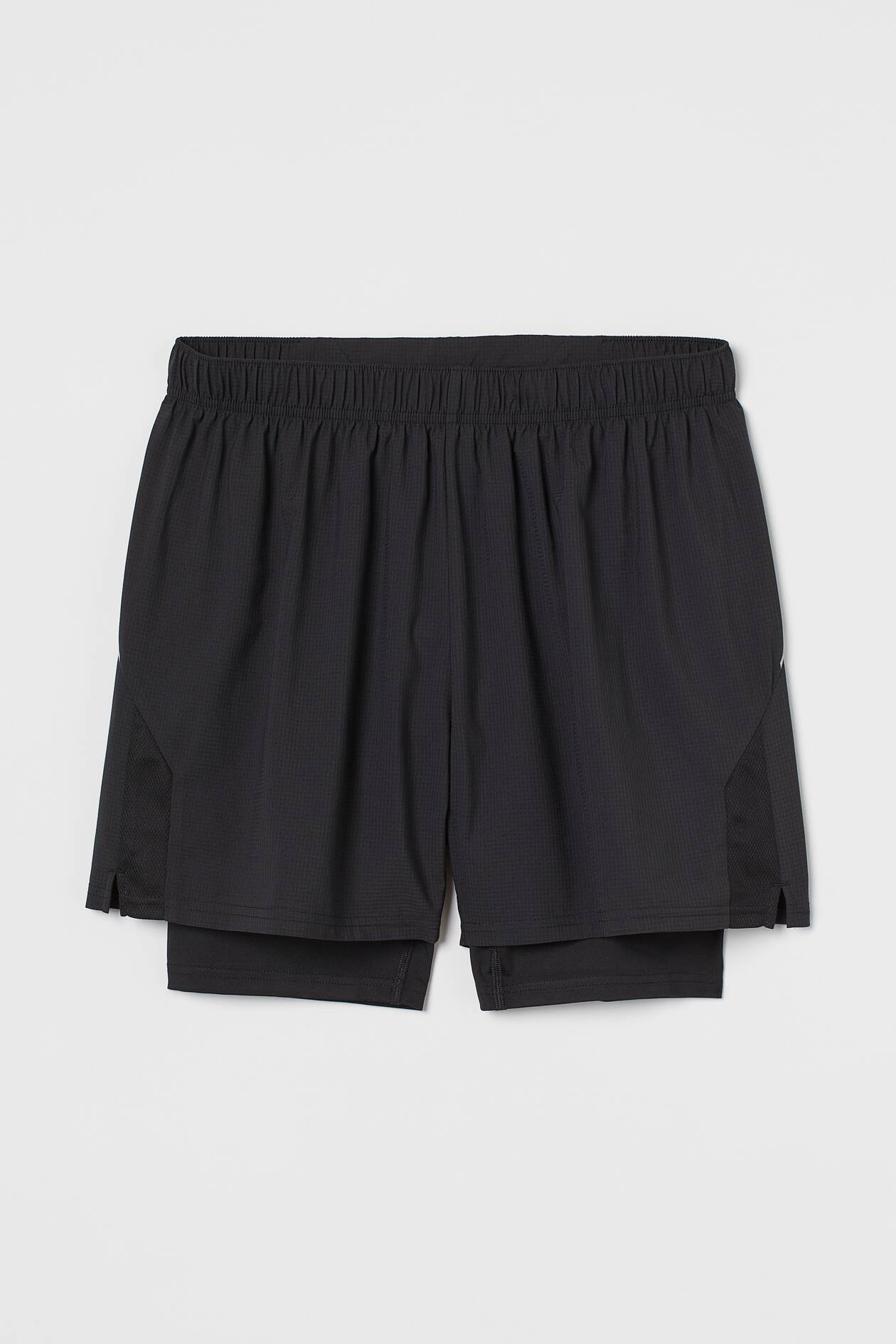 Double-layered running shorts - Regular waist - Short - Black - Men | H ...