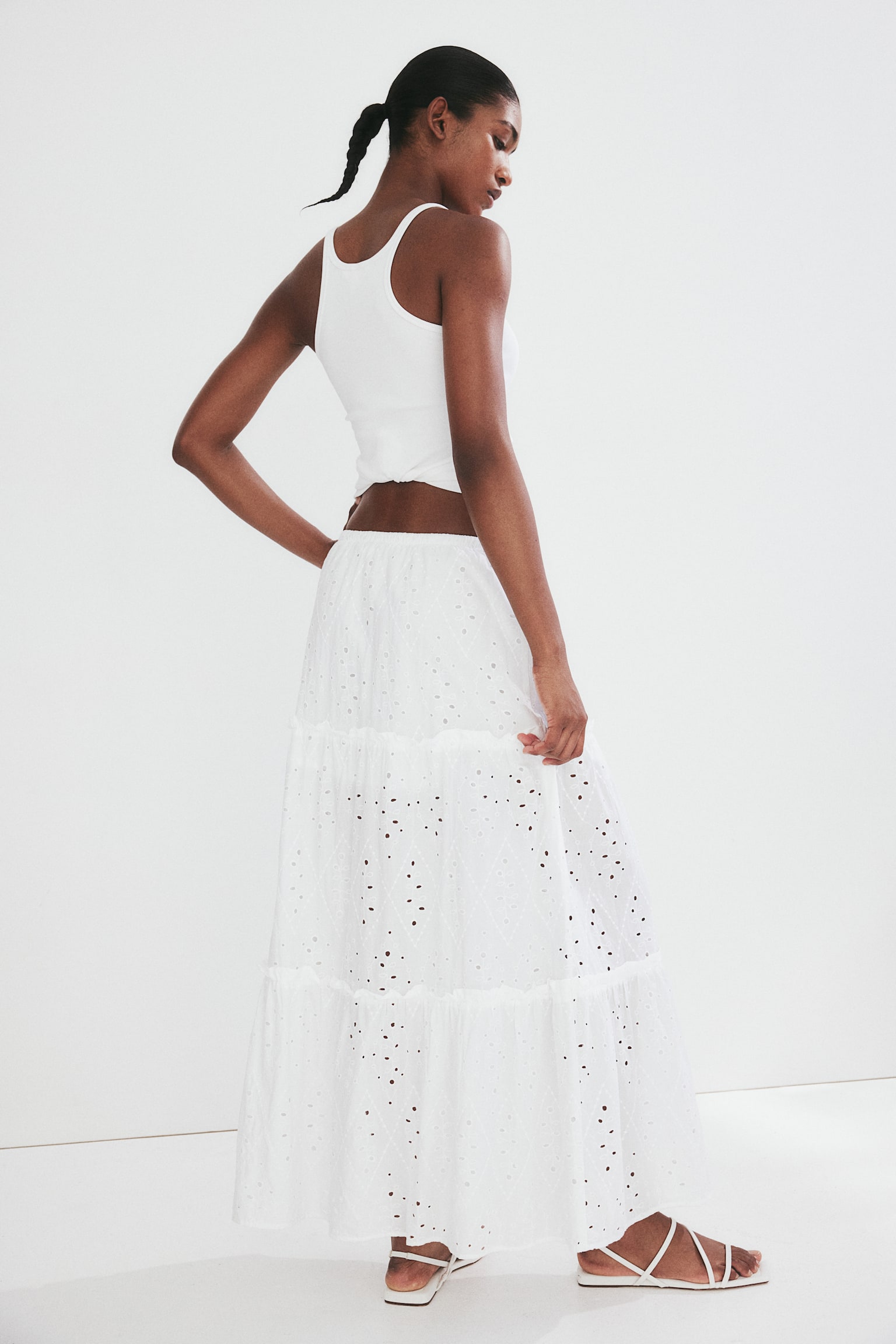 Broderie Anglaise Skirt - White - 3