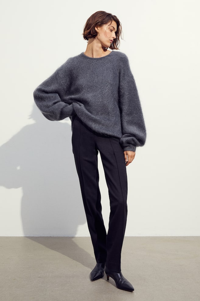 Wool-blend trousers - Dark grey - 1