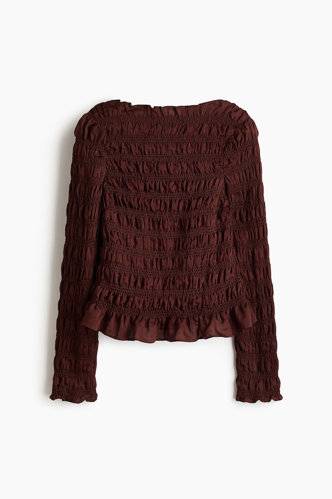 Smocked top - Rust brown/Beige/Floral - 1