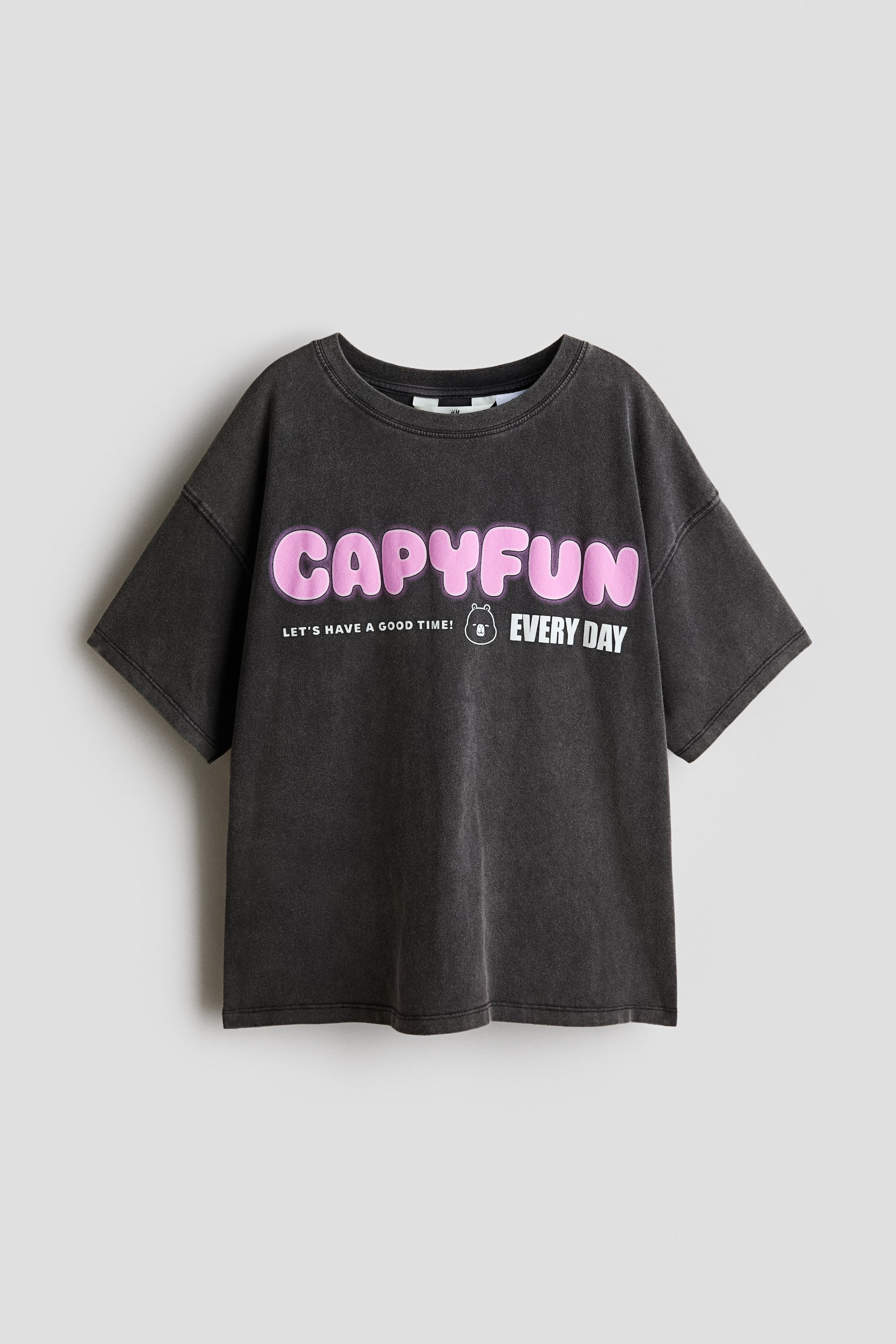 Grotere afbeelding bekijken: T-shirt met print - Washed zwart/Capyfun - KINDEREN | H&M NL 1