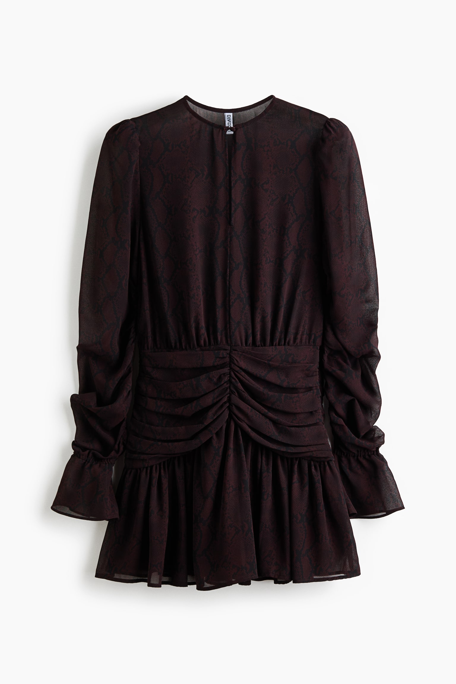 Женское платье H&M Ruched Chiffon, цвет: Тёмный коричневый — фото 1