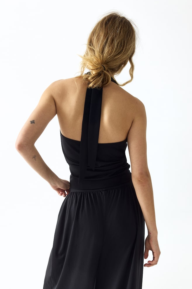 Top de punto con cuello halter - Negro/Morado oscuro/Azul paloma oscuro - 4