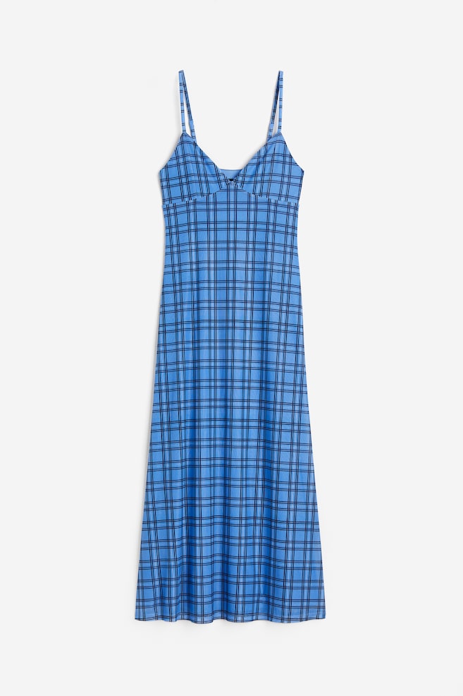 Vestido lencero de malla - Azul/Cuadros - 1
