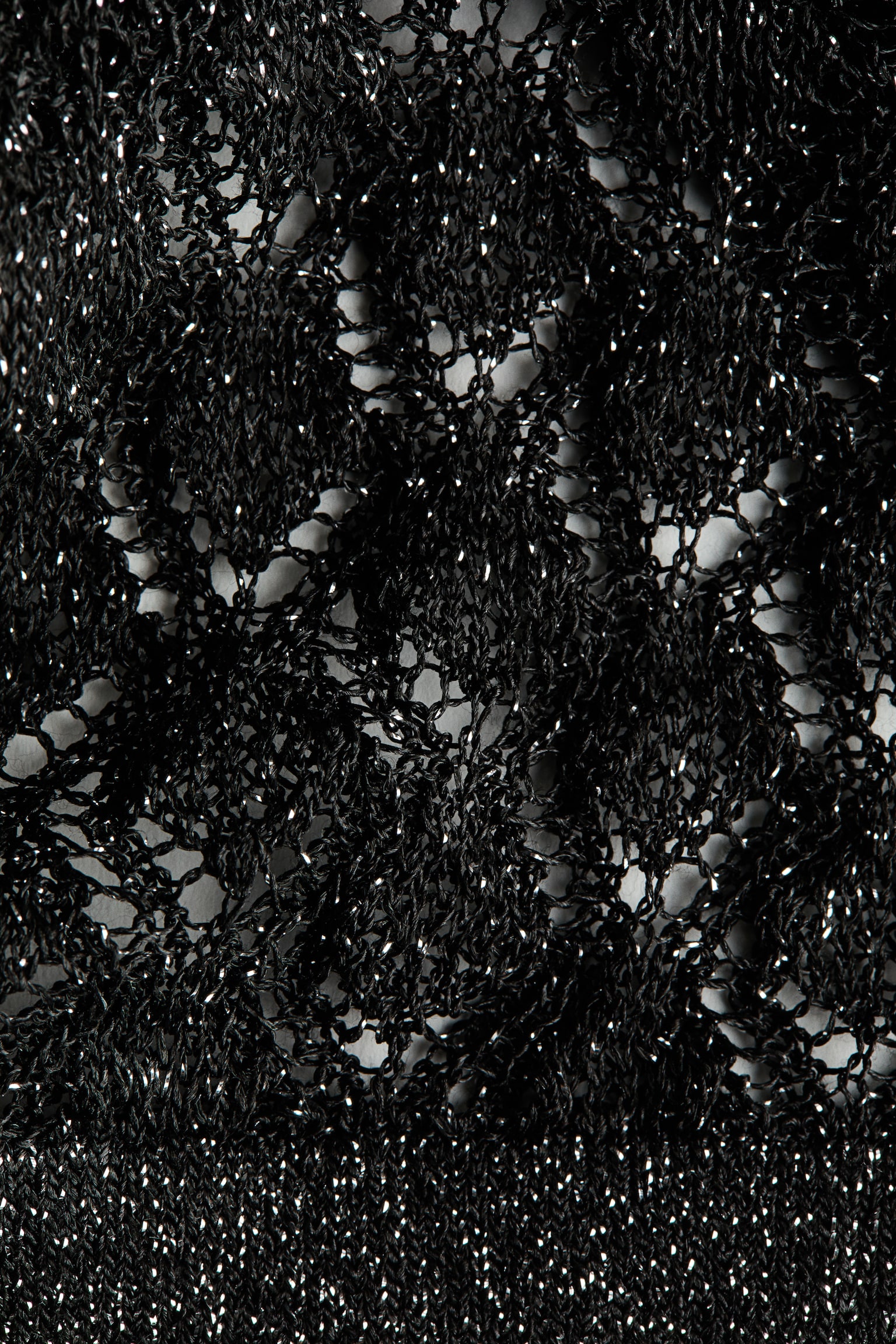 Shimmering pointelle-knit trousers - Black - 2