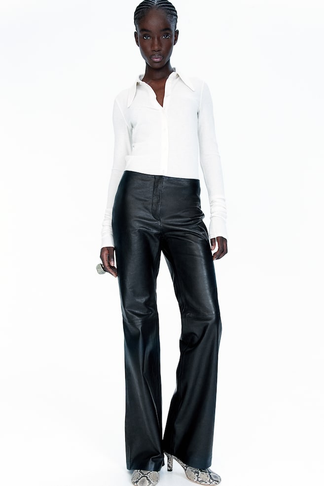 Cream Faux Leather Pocket Detail Straight Trouser  Leather pants outfit,  Straight trousers, Leather trousers outfit