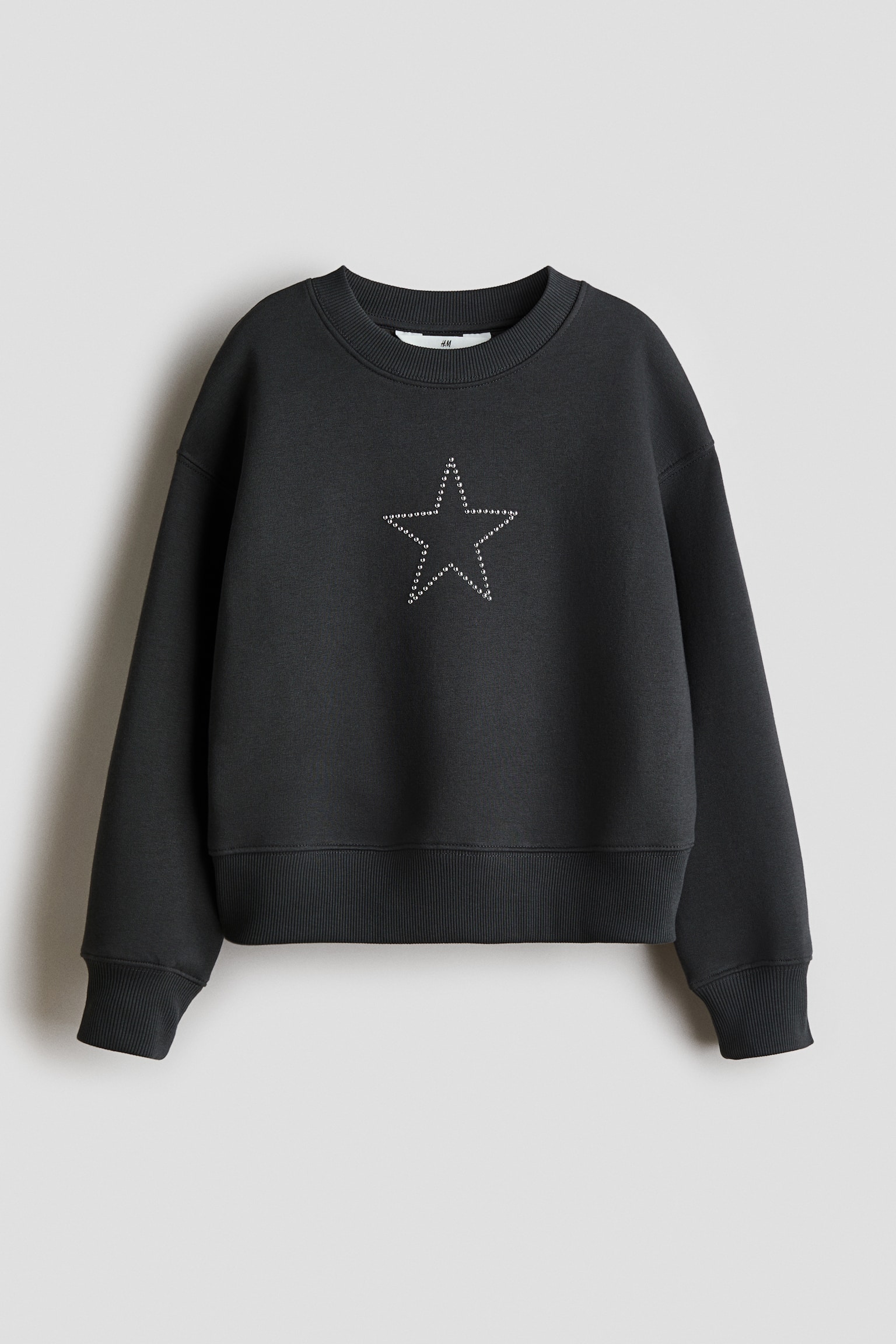 Sweatshirt med motiver - Vasket sort/Stjerne/Hvid/Sløjfer - 1